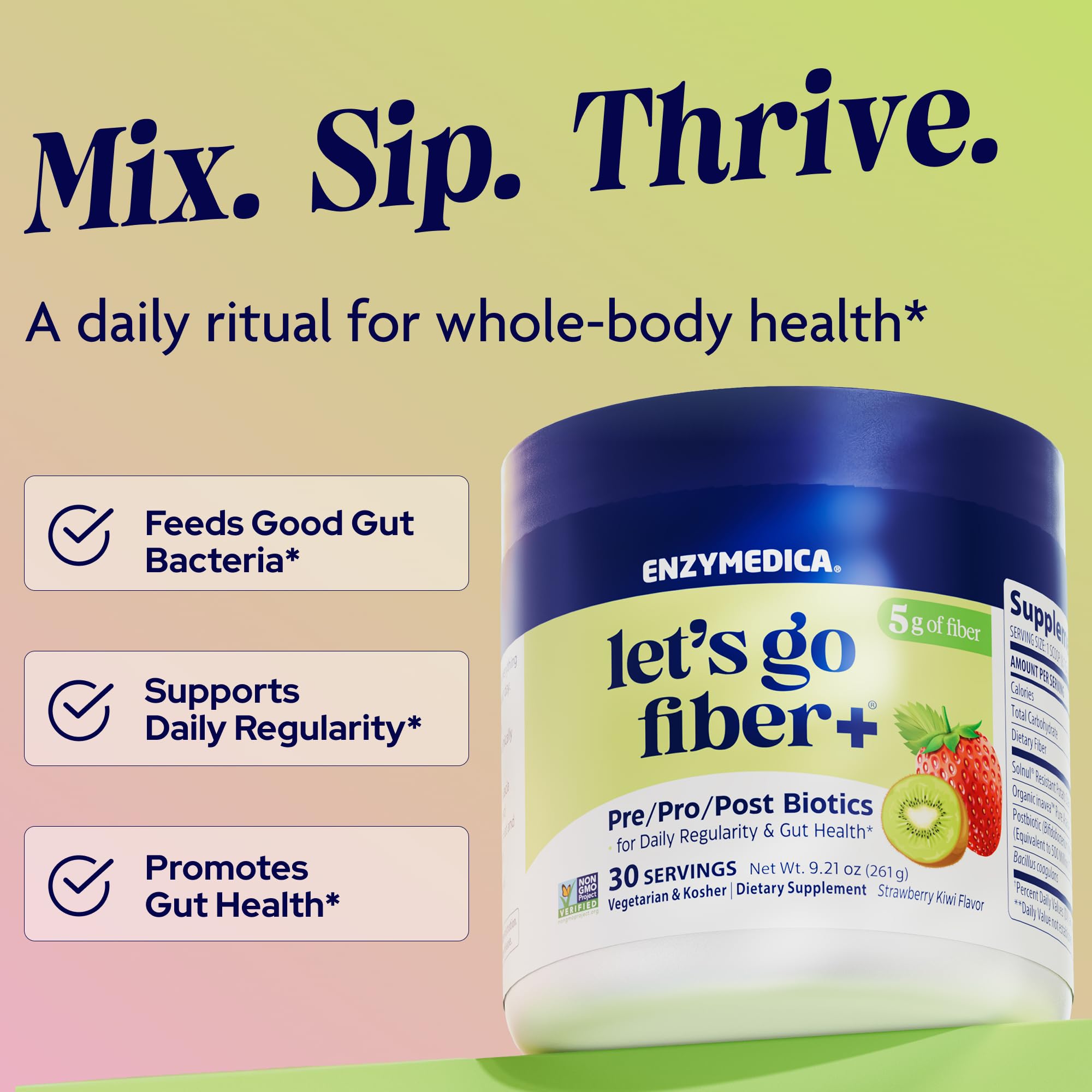 Enzymedica Let’s Go Fiber+ doseur montre la cuillère pour un dosage pratique