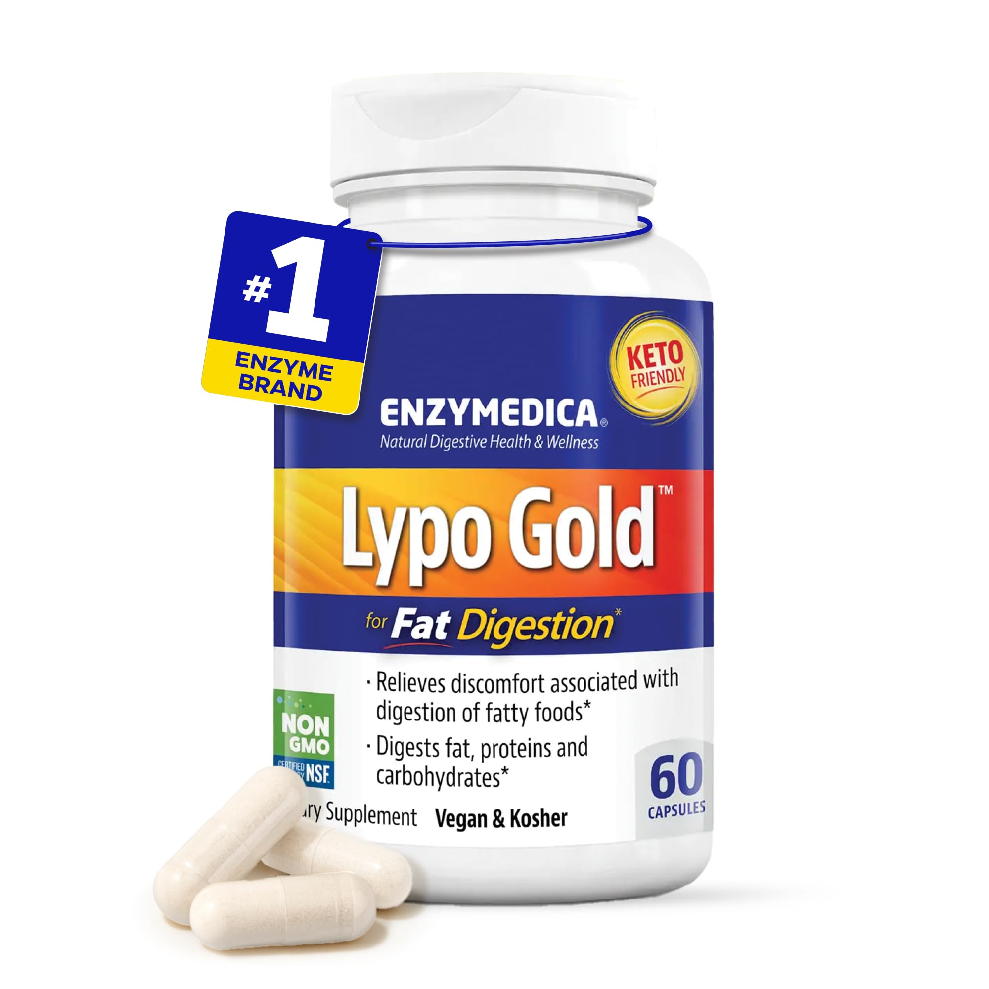 Enzymedica Lypo Gold – bouteille versant, soutien potentiel à la digestion des graisses après repas.