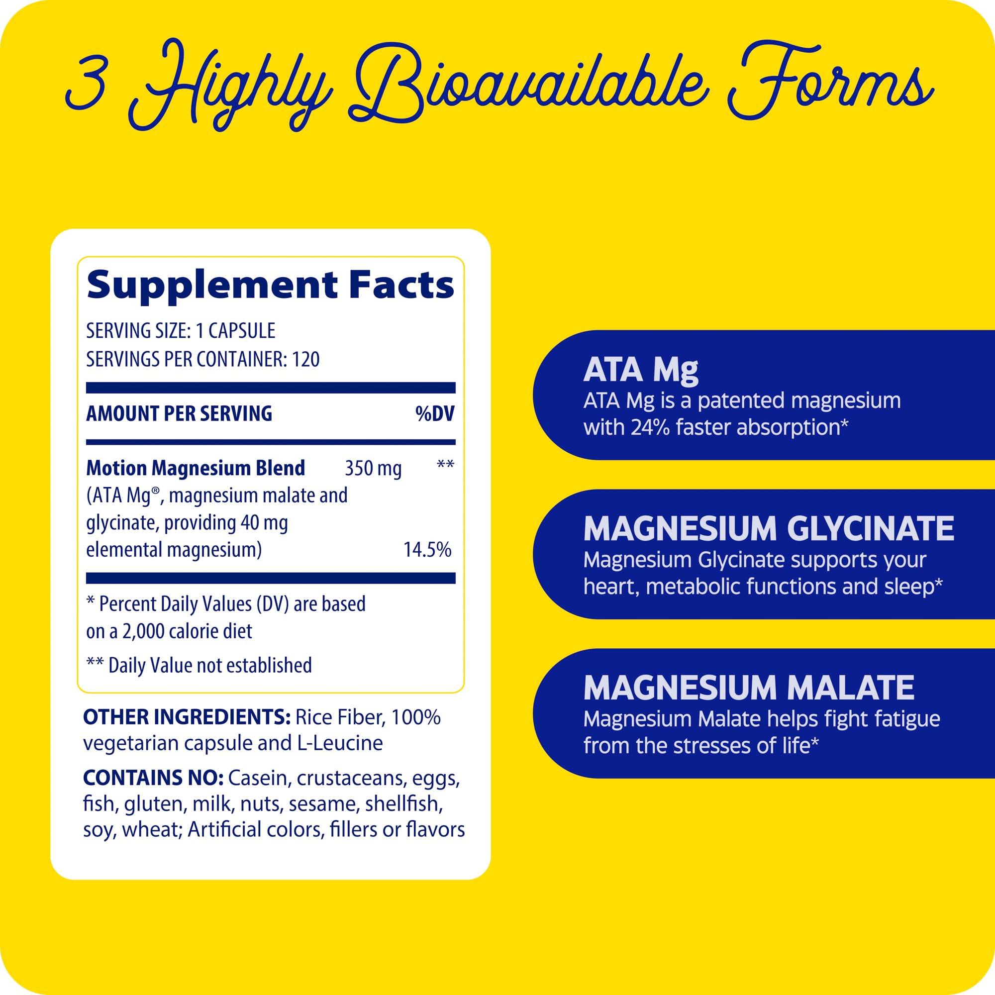 Enzymedica Magnésium Motion - sans allergènes: formulation sans allergènes courants.