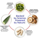 Bouteille ouverte Enzymedica D3 K2, capsules visibles et manipulation facile.