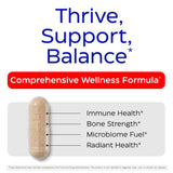 Capsules Enzymedica D3 K2 sur fond blanc, prise quotidienne avec eau.