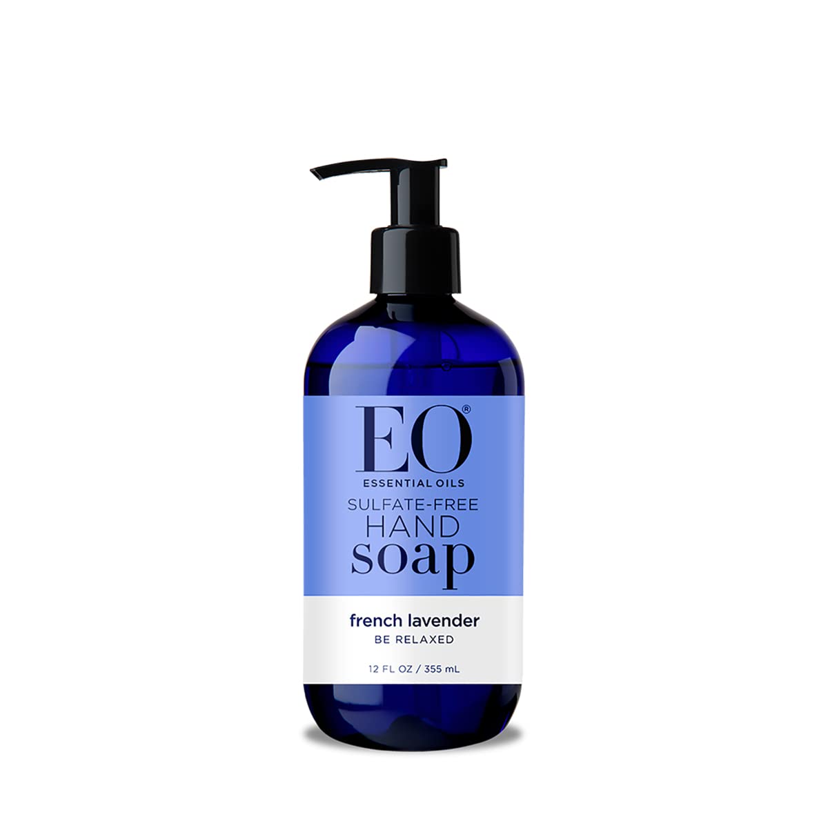 EO savon mains lavande française: bouteille visible, hydratation douce et parfum apaisant.