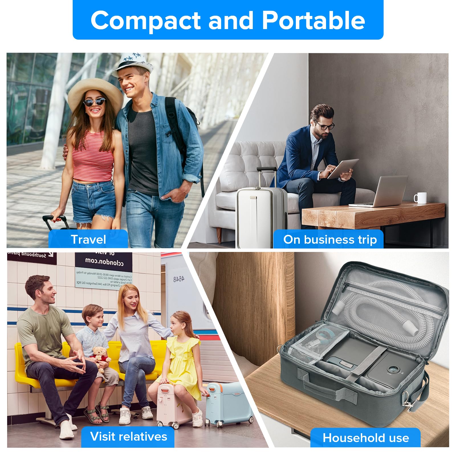 EonRivet CPAP emplacement-arriere-pour-poignee-valise permet le glissement sur bagage.