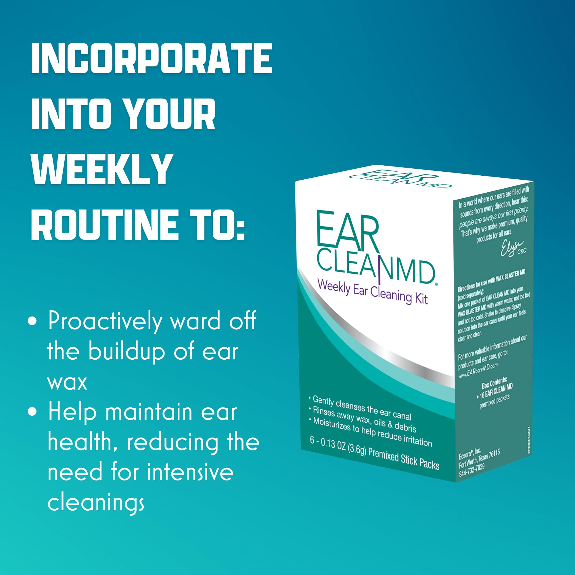 eosera Ear Clean MD utilisation hebdomadaire pour limiter l’accumulation de cire et le confort.