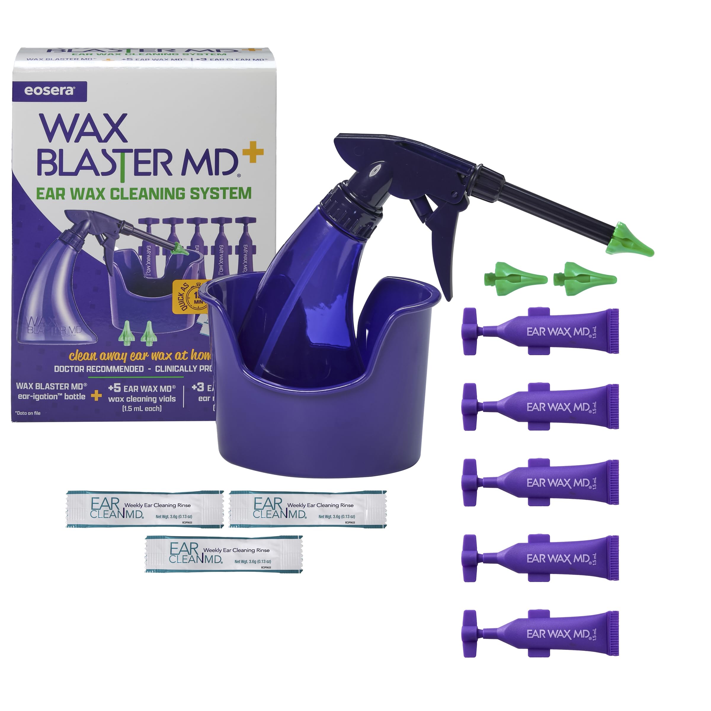 Bouteille ergonomique eosera WAX BLASTER MD+ pour un lavage doux à domicile.