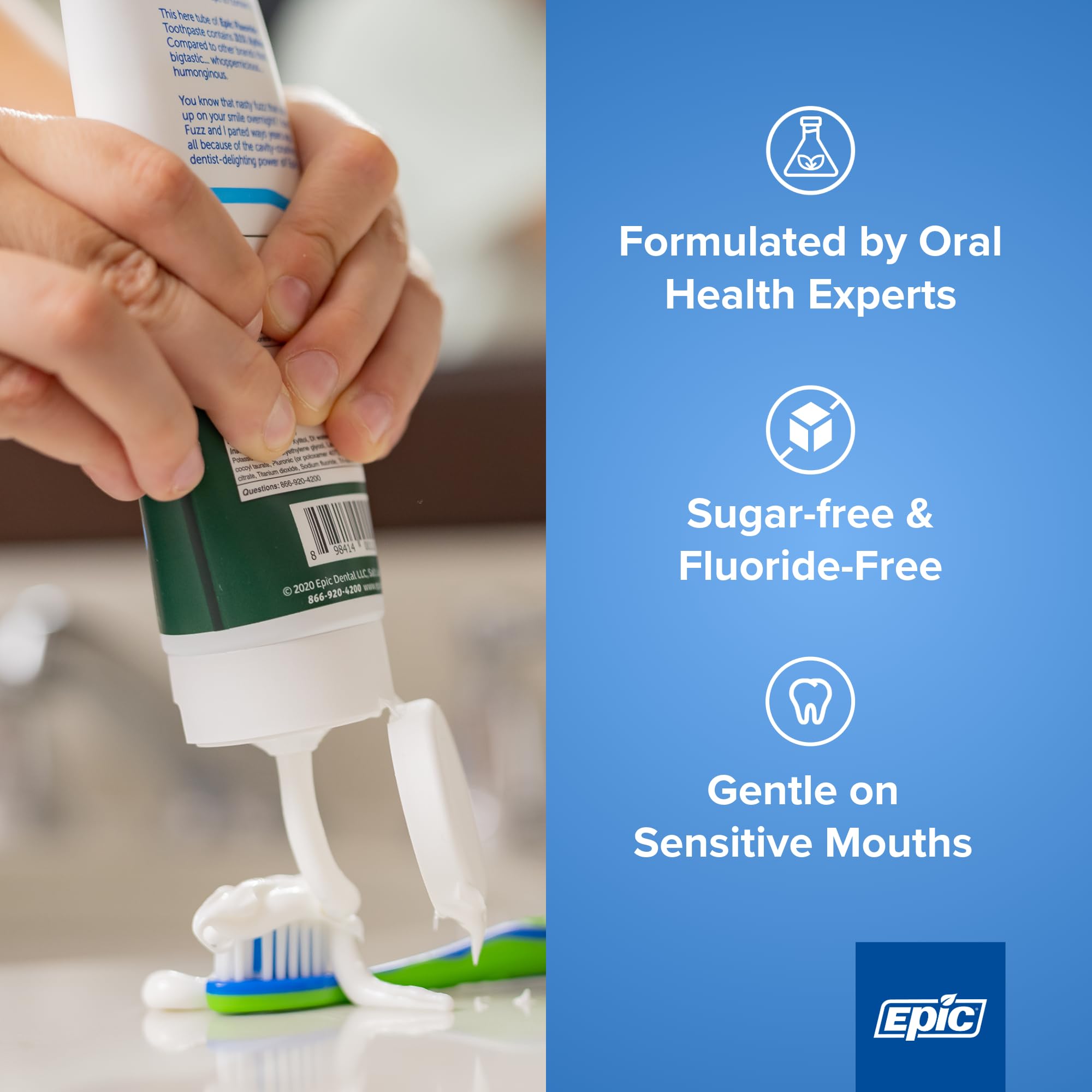 Epic dentifrice xylitol adulte : flacon 2-pack pour routine pratique.