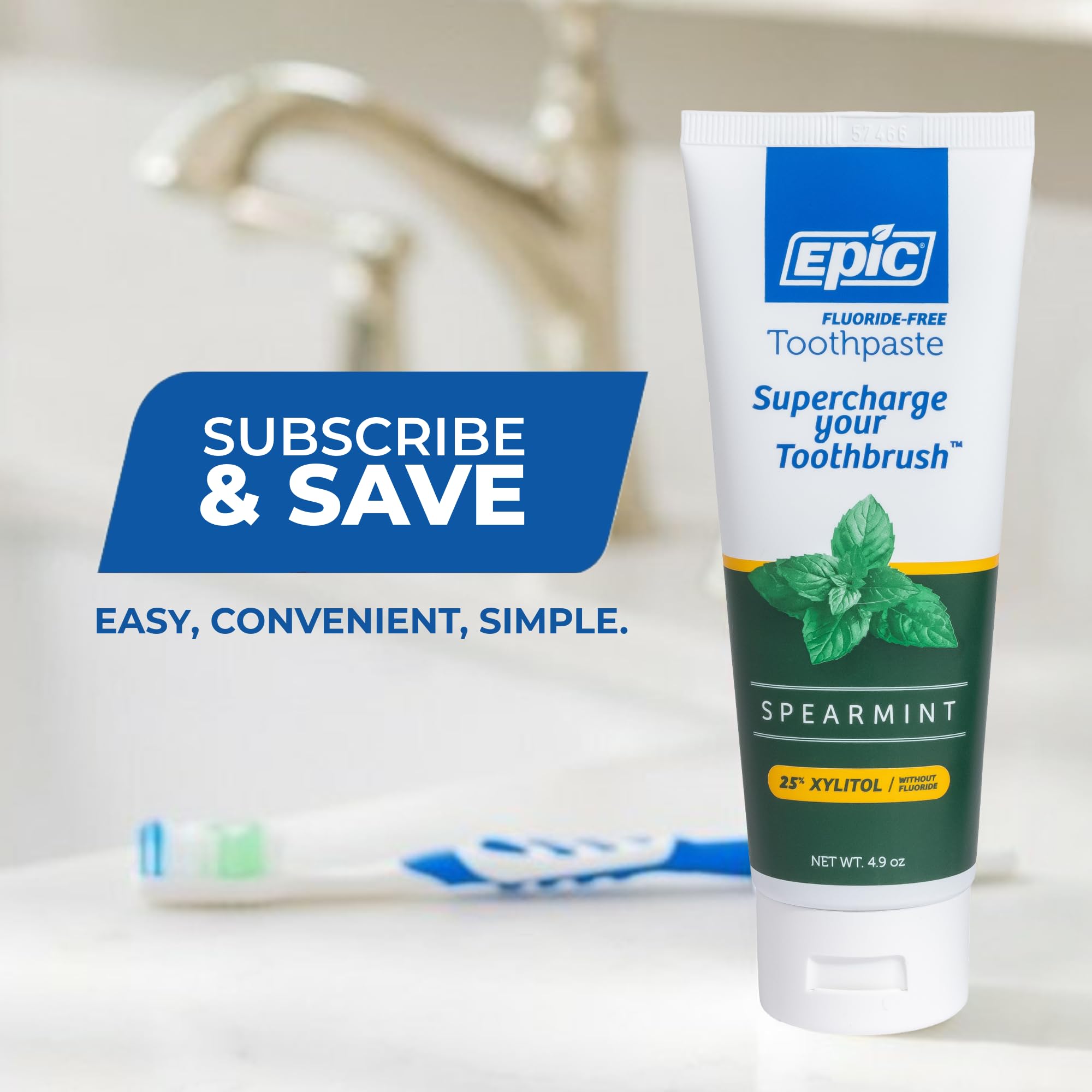 Epic dentifrice xylitol adulte : formule sans SLS idéale pour bouches sensibles.