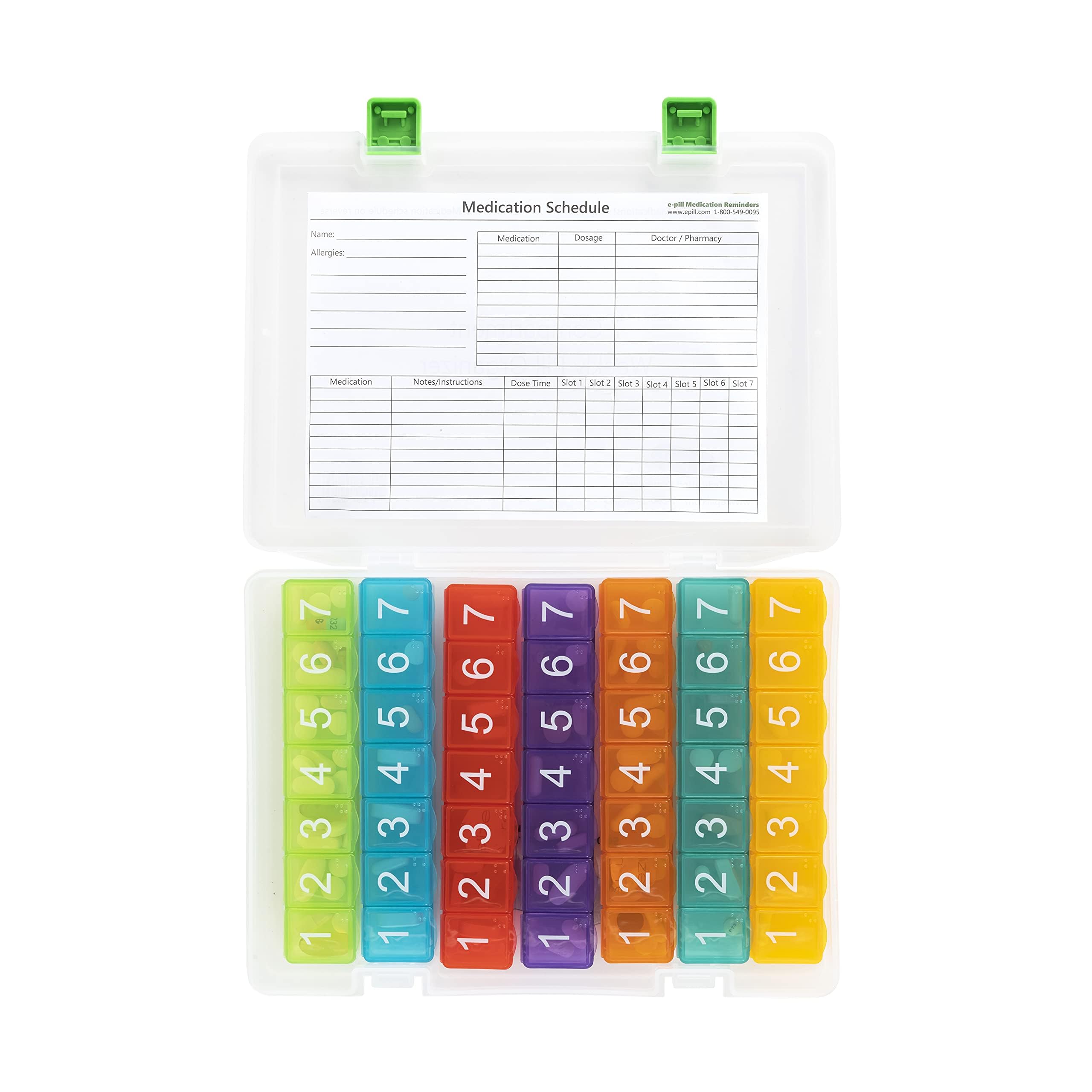 e-pill Boîtes de pilules 2x7 avec fermetures sécurisées pour déplacements.