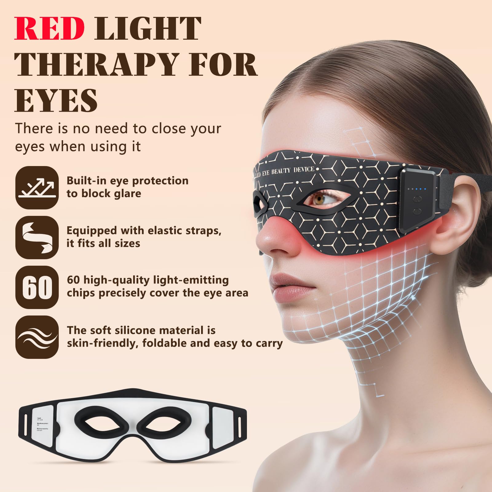 Epinuo masque yeux doux silicone, confort d’utilisation prolongée sans pression.