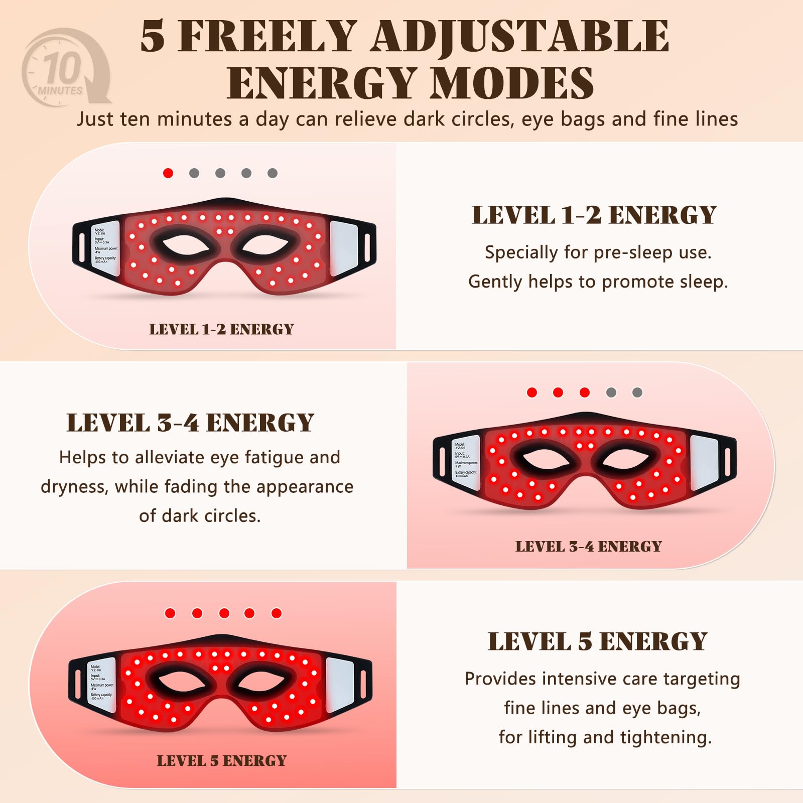Epinuo masque yeux pratique USB, alimentation par ordinateur ou power bank.