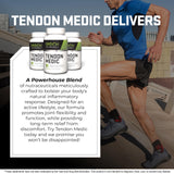Étiquette Tendon Medic sur l'emballage avec informations claires et transparence.