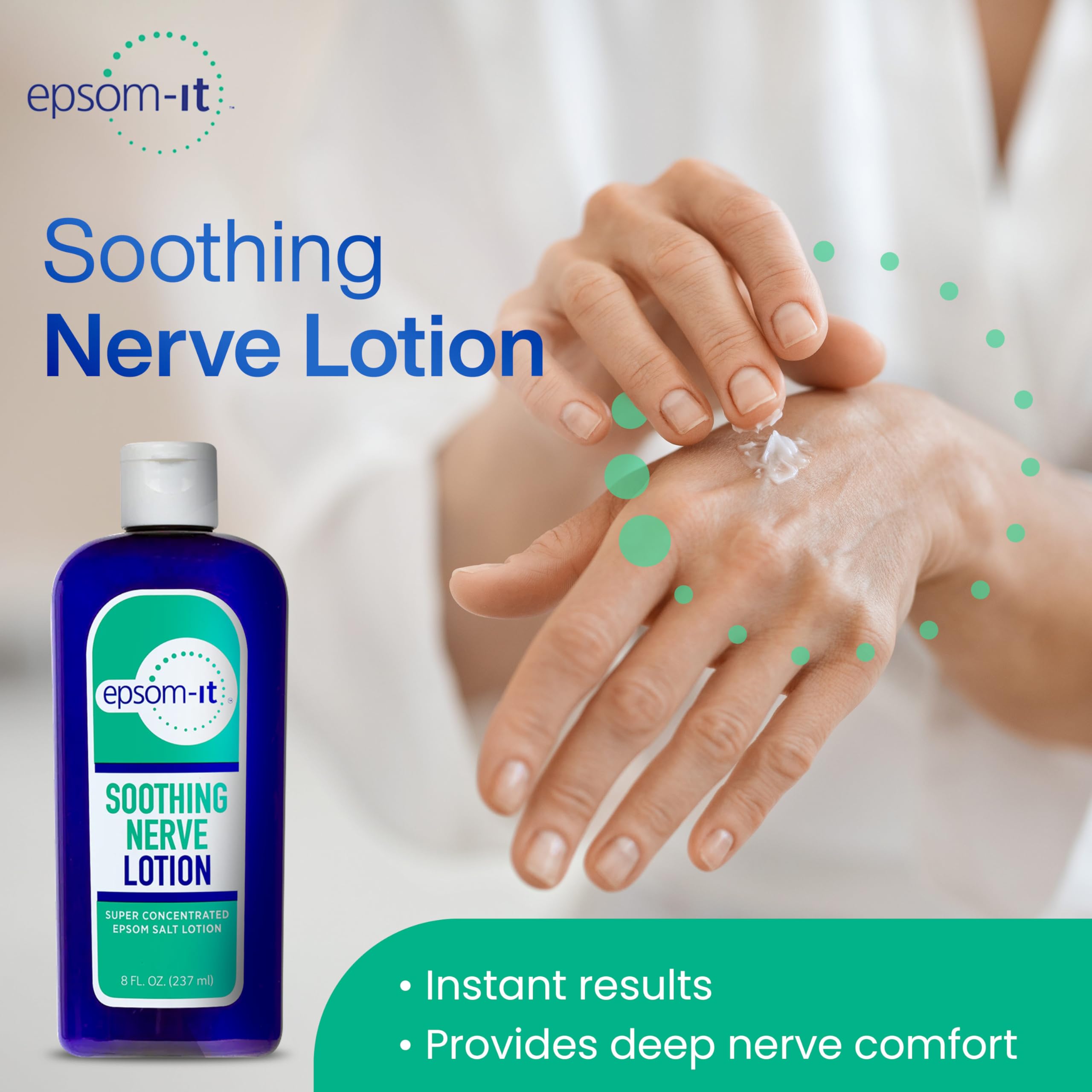 EPSOM-IT Lotion, application sur la jambe: massage apaisant après l'effort.