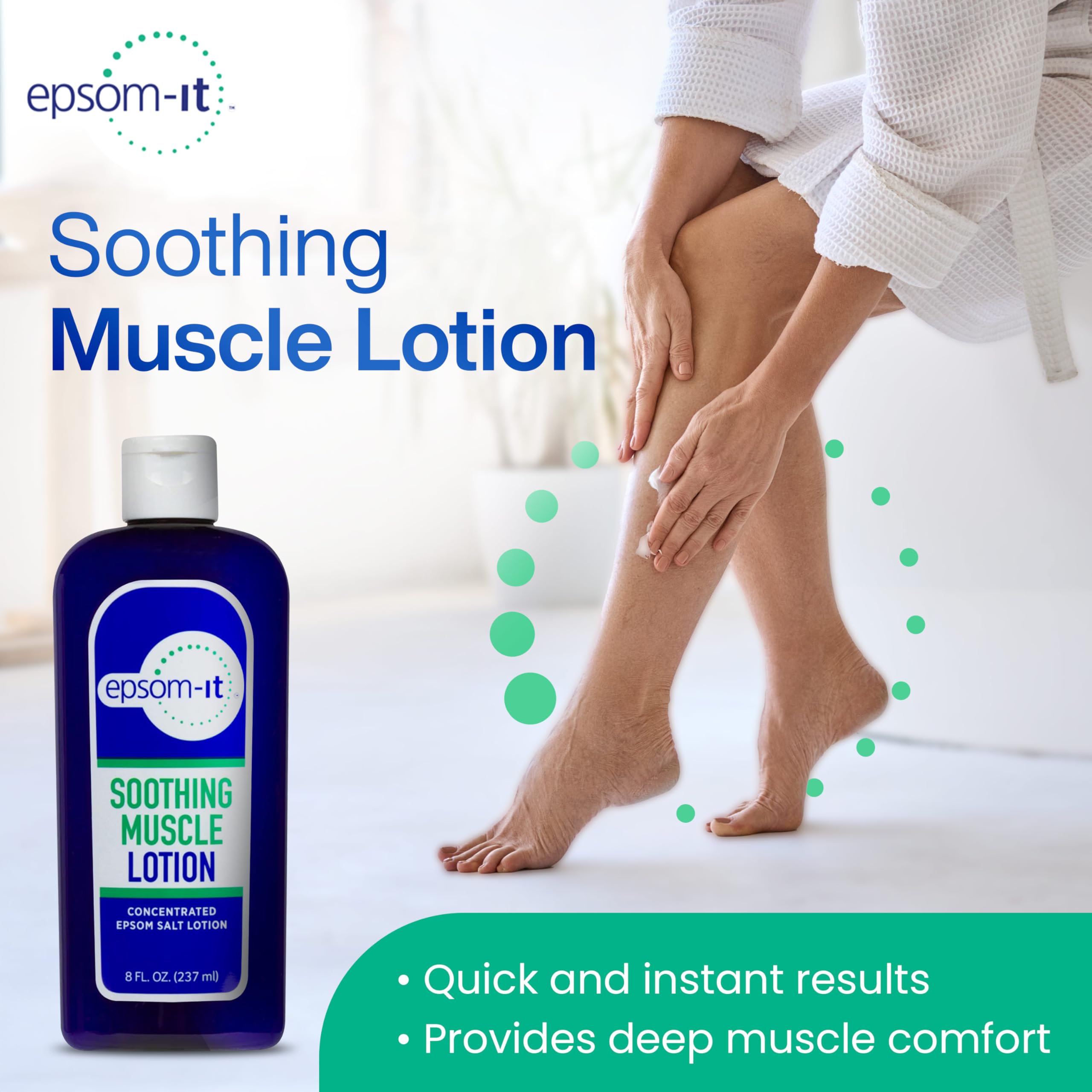 EPSOM-IT lotion arnica, application ciblée sur les cuisses et les genoux.