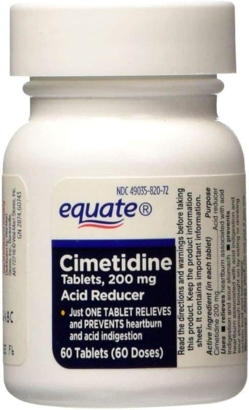 Equate Cimétidine 200 mg – comprimés coatés avant le repas.