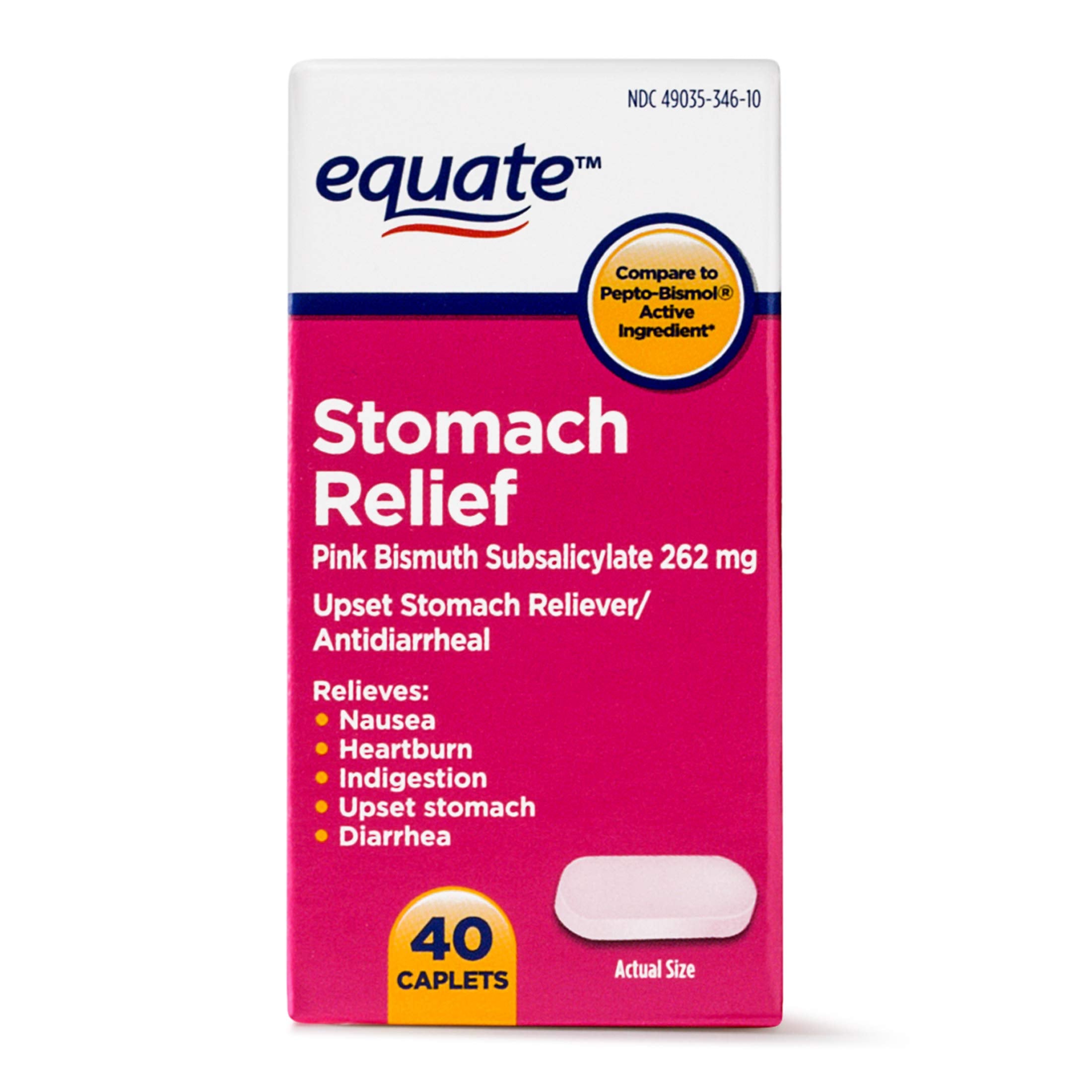 Equate: emballage des comprimés estomacaux, boîte de 40, pratique à ranger.