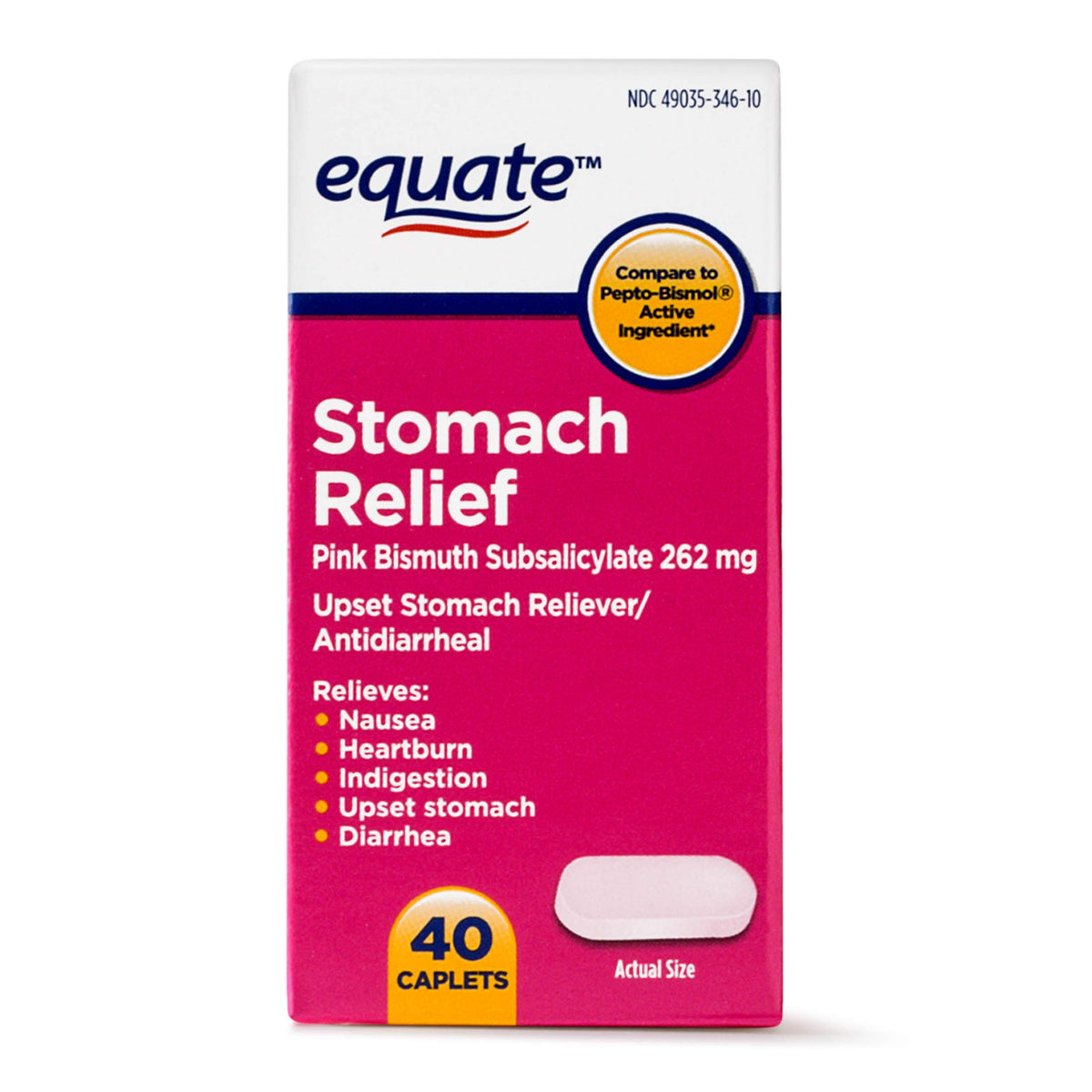 Equate: emballage des comprimés estomacaux, boîte de 40, pratique à ranger.