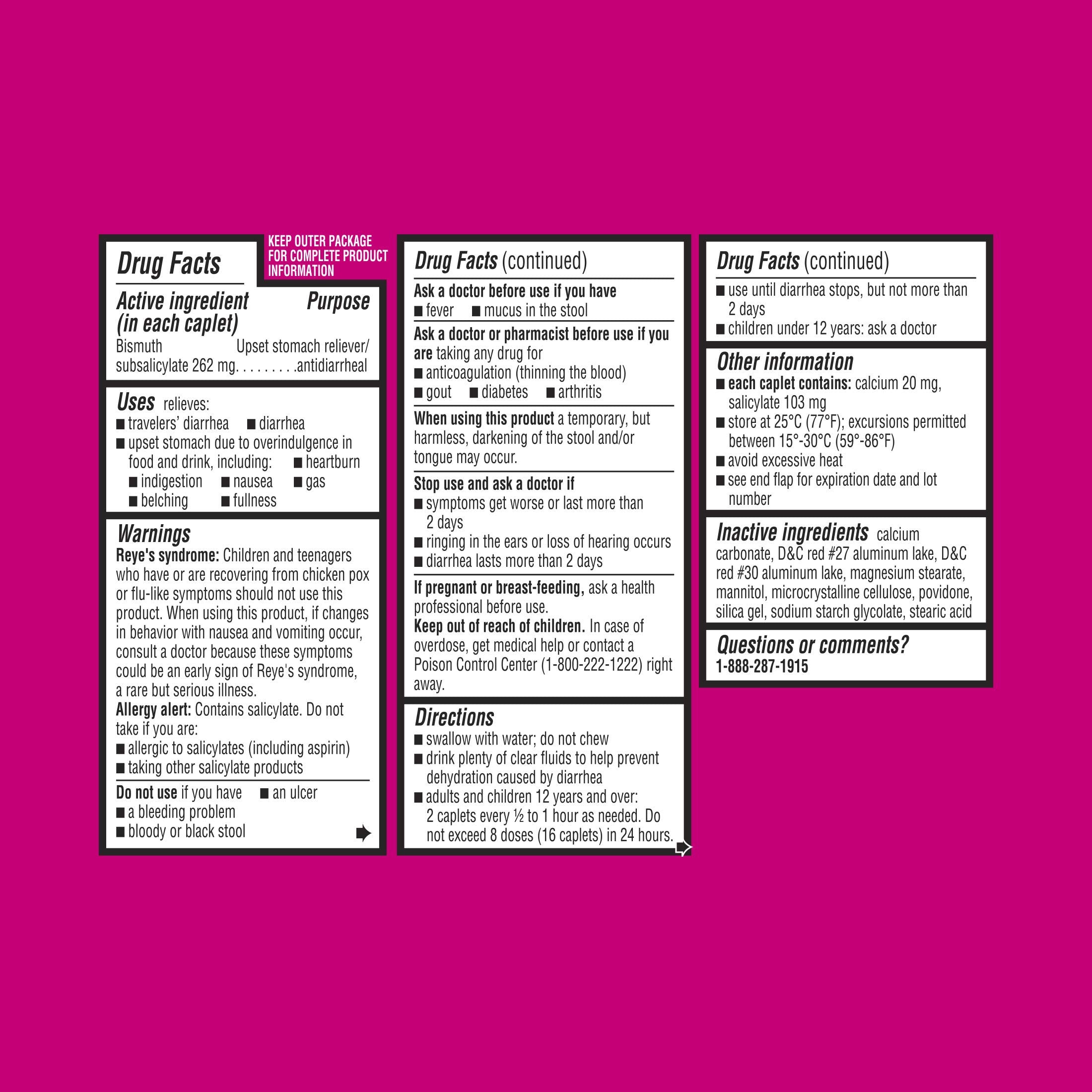 Equate: dosage en bismuth 262 mg, option possible de soutien digestif.