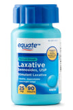 Boîte Equate Laxatif avec 90 comprimés de 25 mg, prêt à l'emploi pour un transit ponctuel.