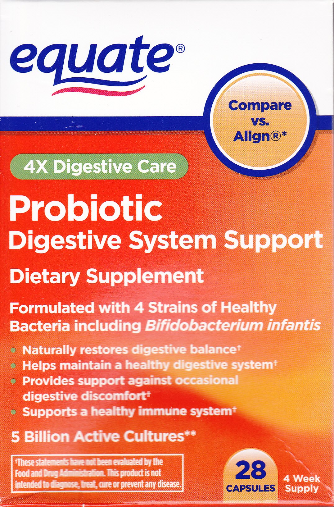 Equate Probiotique, capsules, soutien digestif quotidien et équilibre intestinal.