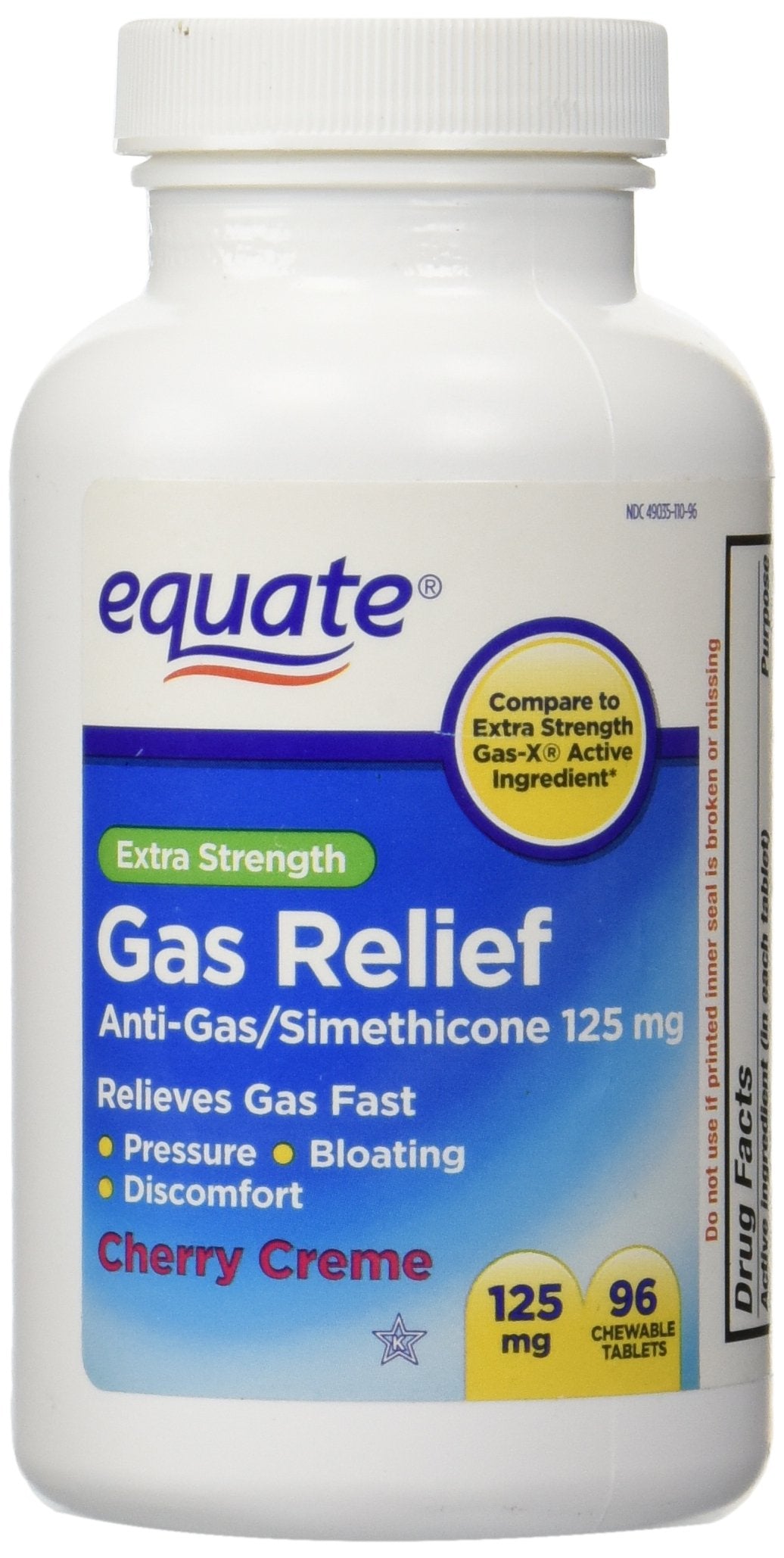 Equate relief gaz, pastilles masticables goût cerise crème, soulage rapidement les gaz.