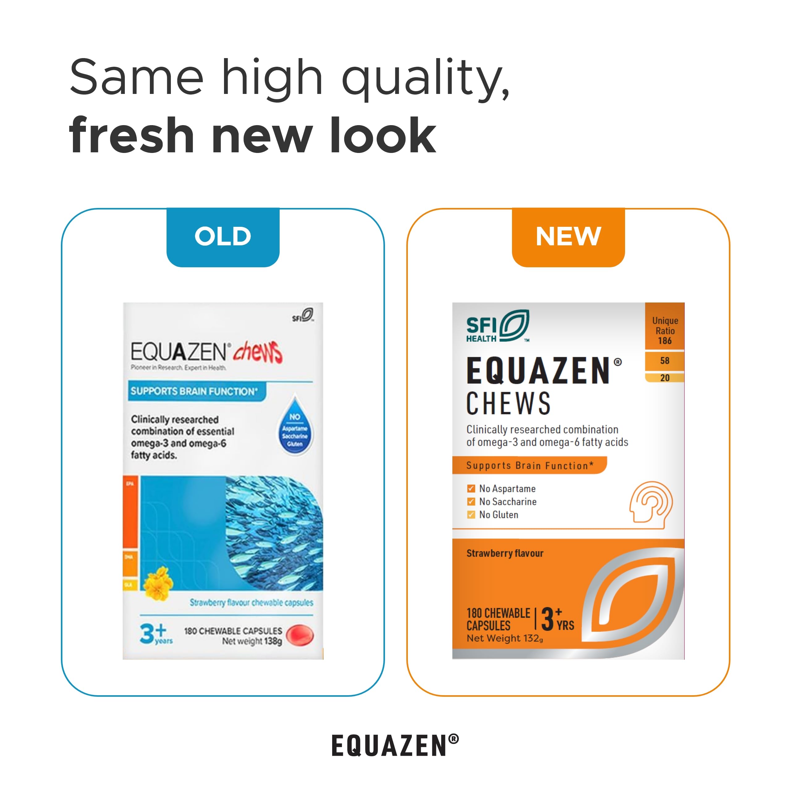 Equazen Eye Q Chews : gommes fraise en gros plan, texture agréable.