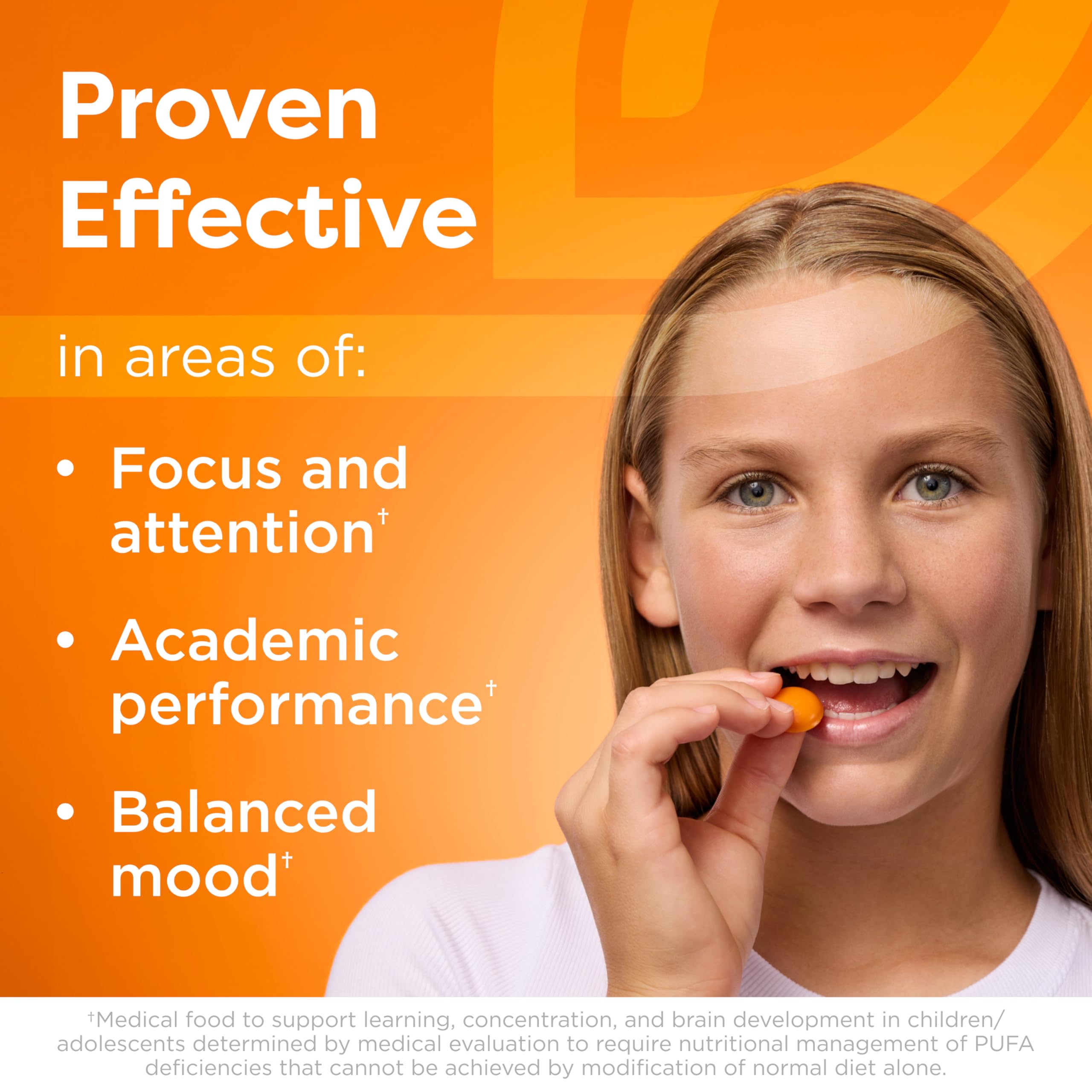 Enfant prenant une gomme Equazen Pro, plaisir et routine facile.