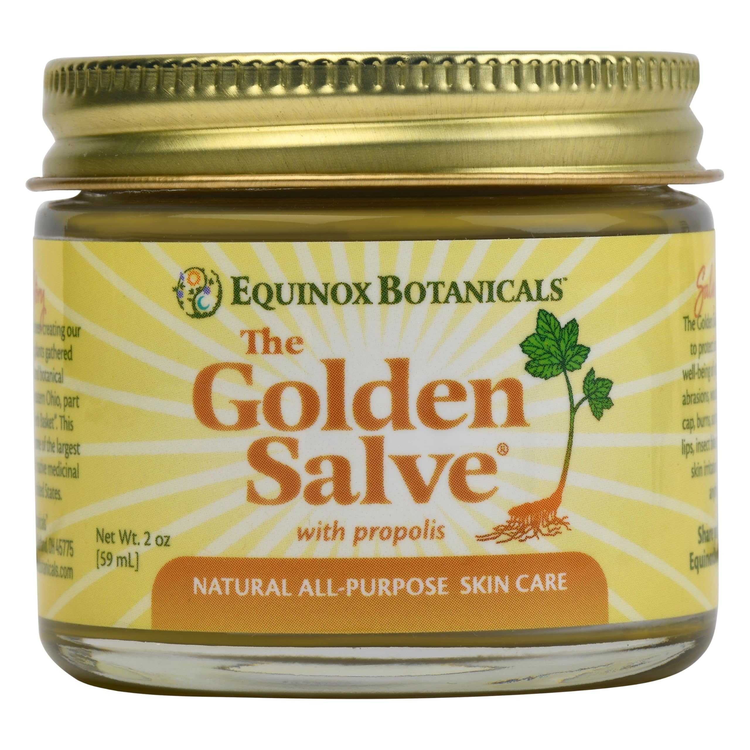 EQUINOX BOTANICALS Golden Salve – bouteille 2 oz, soin cutané naturel et polyvalent