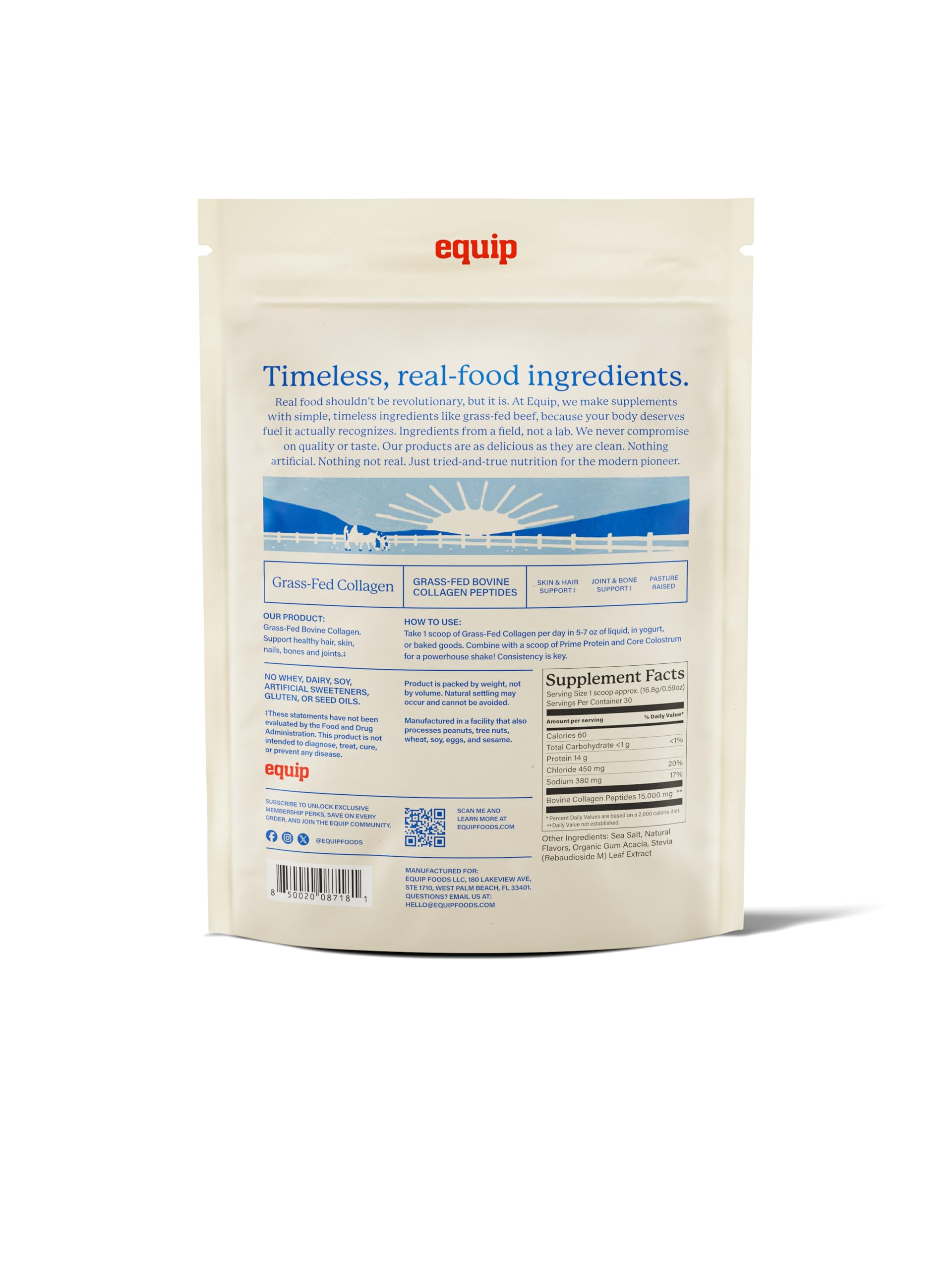 Formulation sans OGM et adaptée au Paléo avec Equip Collagene vanille.