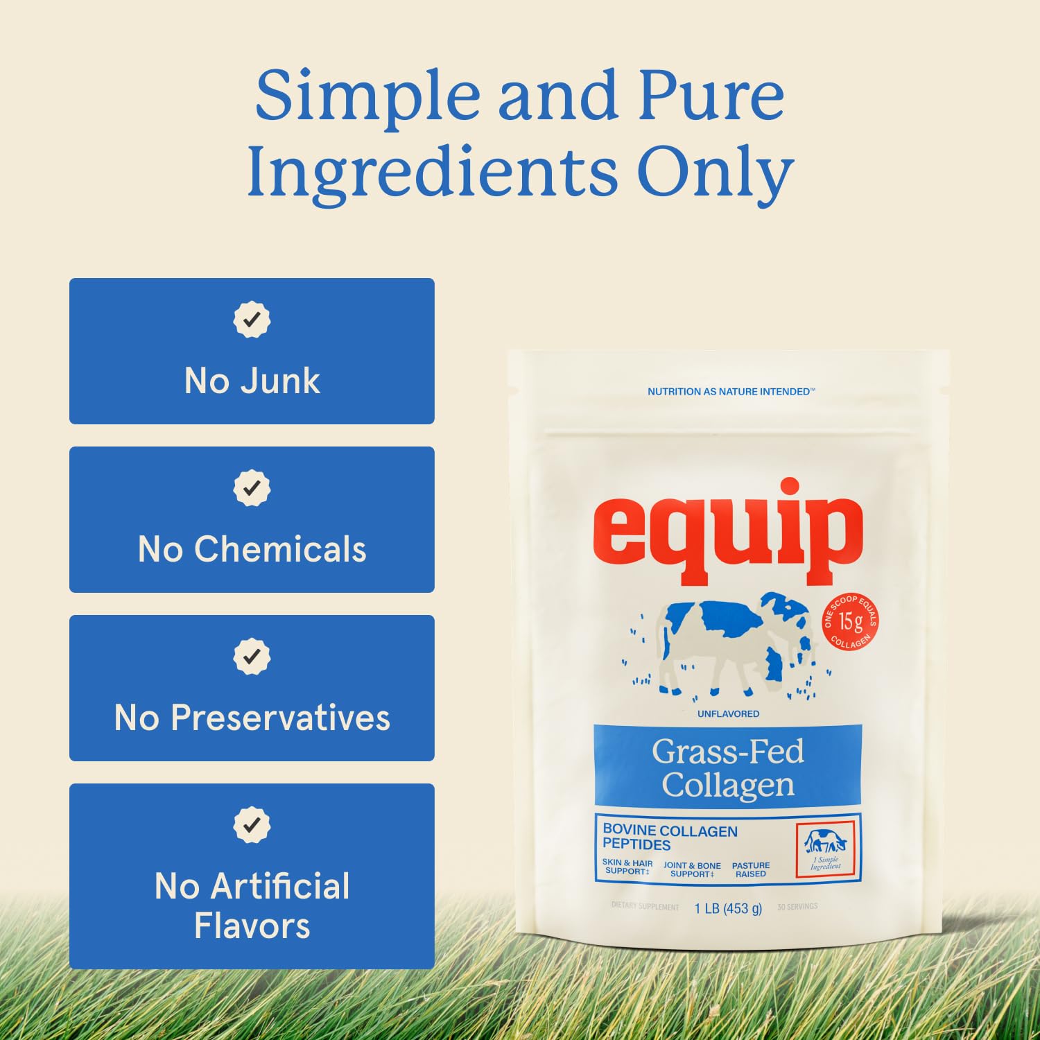 Equip collagène sans OGM, étiquette – choix transparent pour une nutrition saine.