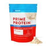 Boîte Equip Prime Protein avec étiquette claire, protéine propre et sans gluten.