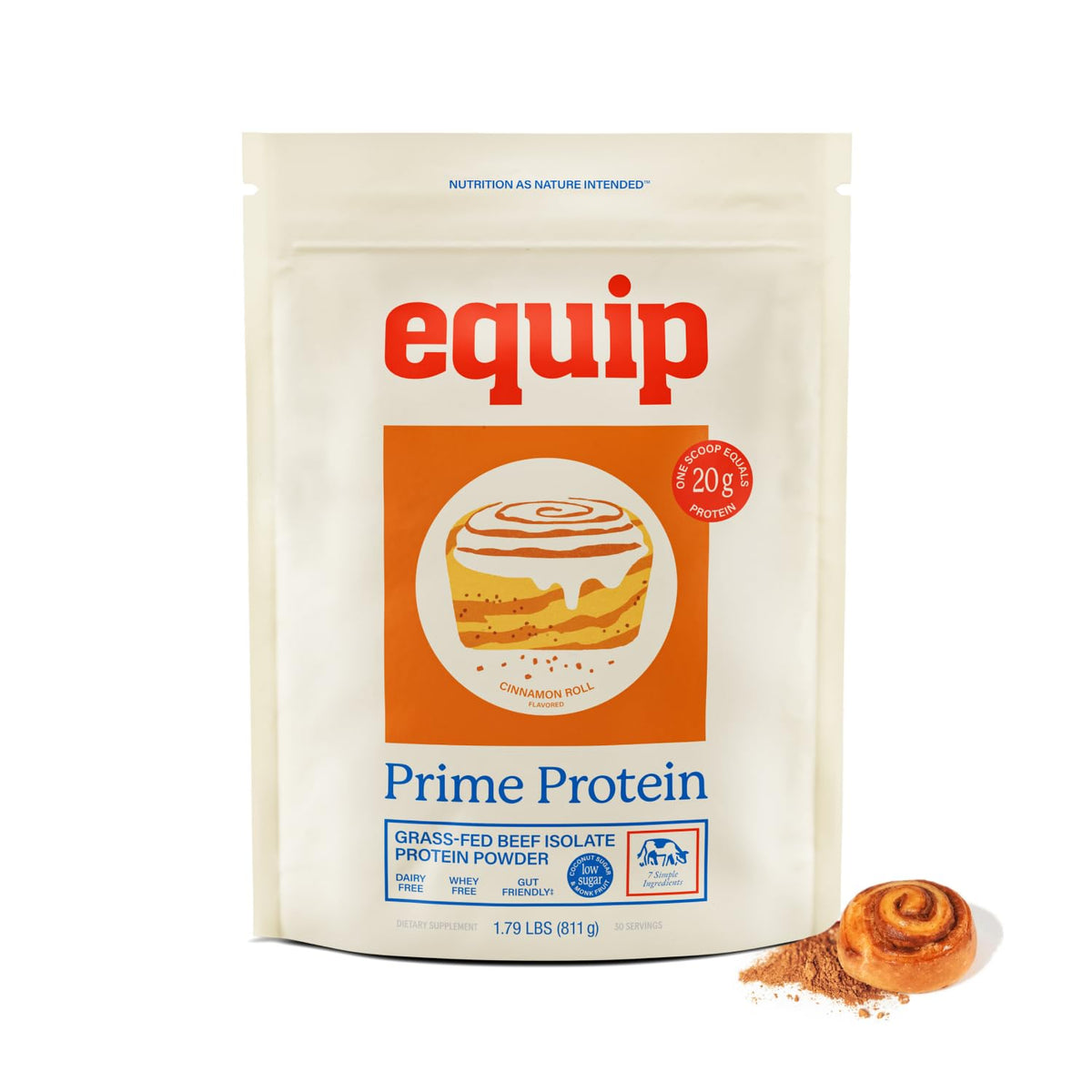 Equip Prime Protein emballage poudre boeuf cannelle pour nutrition pratique