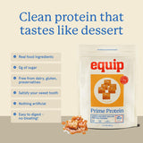 Equip Prime Protein flacon-poudre fraise, saveur fruitée sans sucre ajouté pour shakes post-entraînement