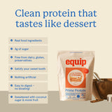 Ingrédients Equip Prime Protein collagene et gelatine mis en avant