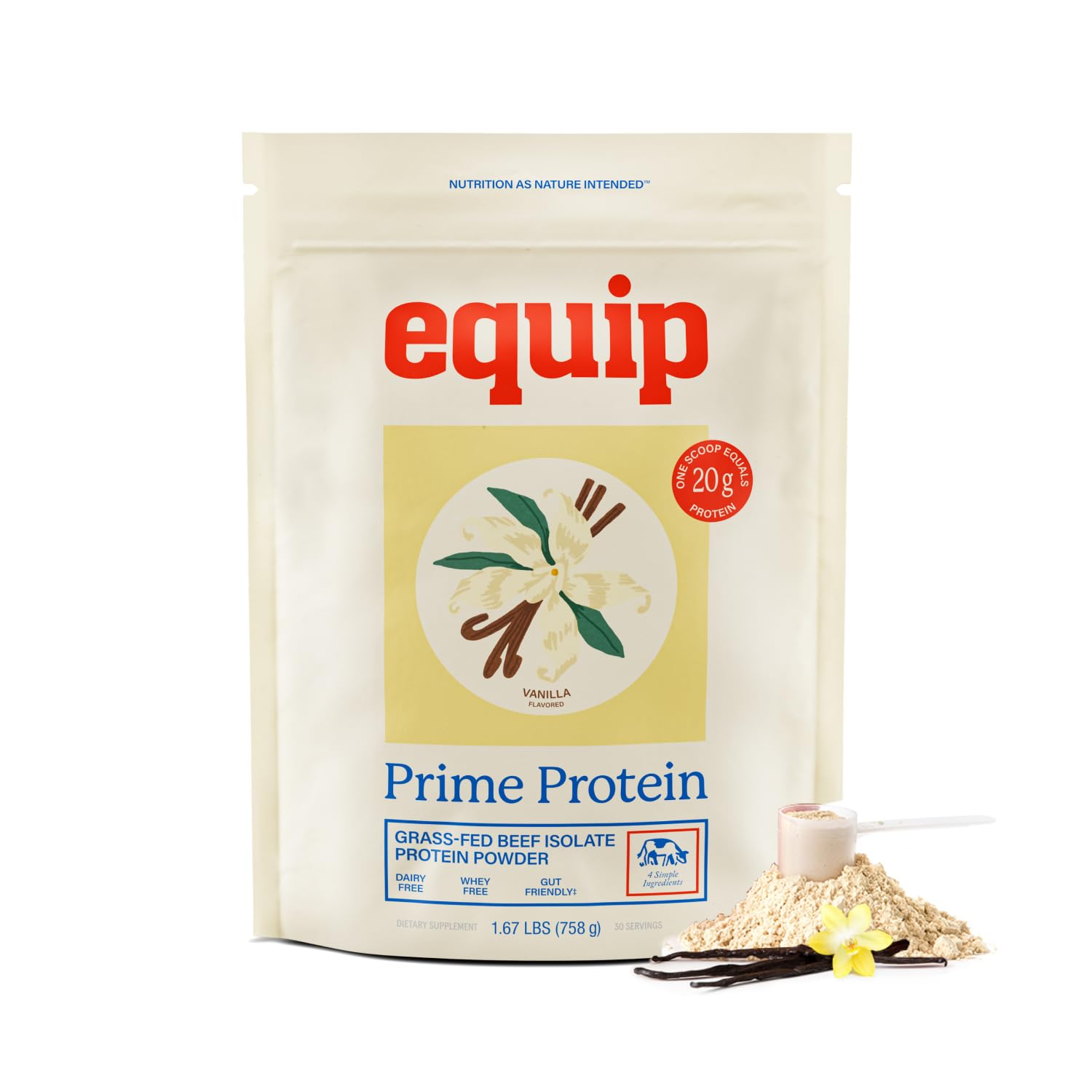 Prime Protein Equip, poudre vanille, texture onctueuse idéale pour shakes