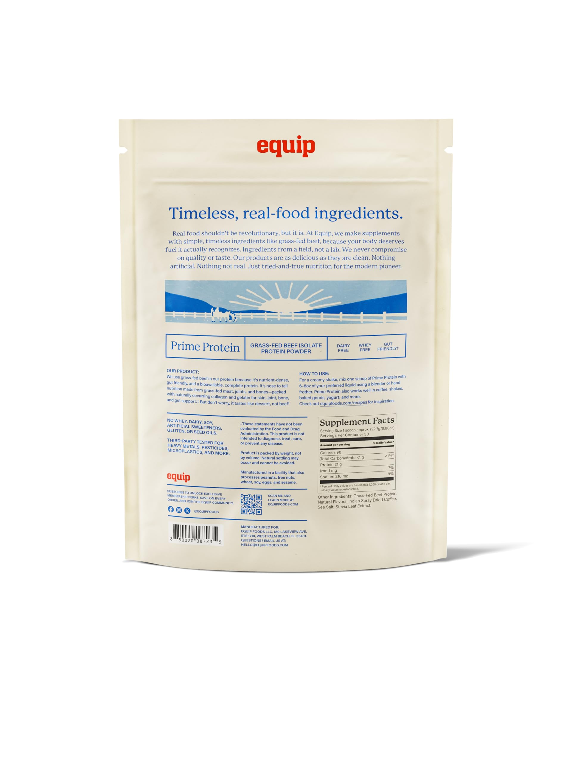 Equip Prime Protéine Boeuf Naturel – poudre pure, usage polyvalent