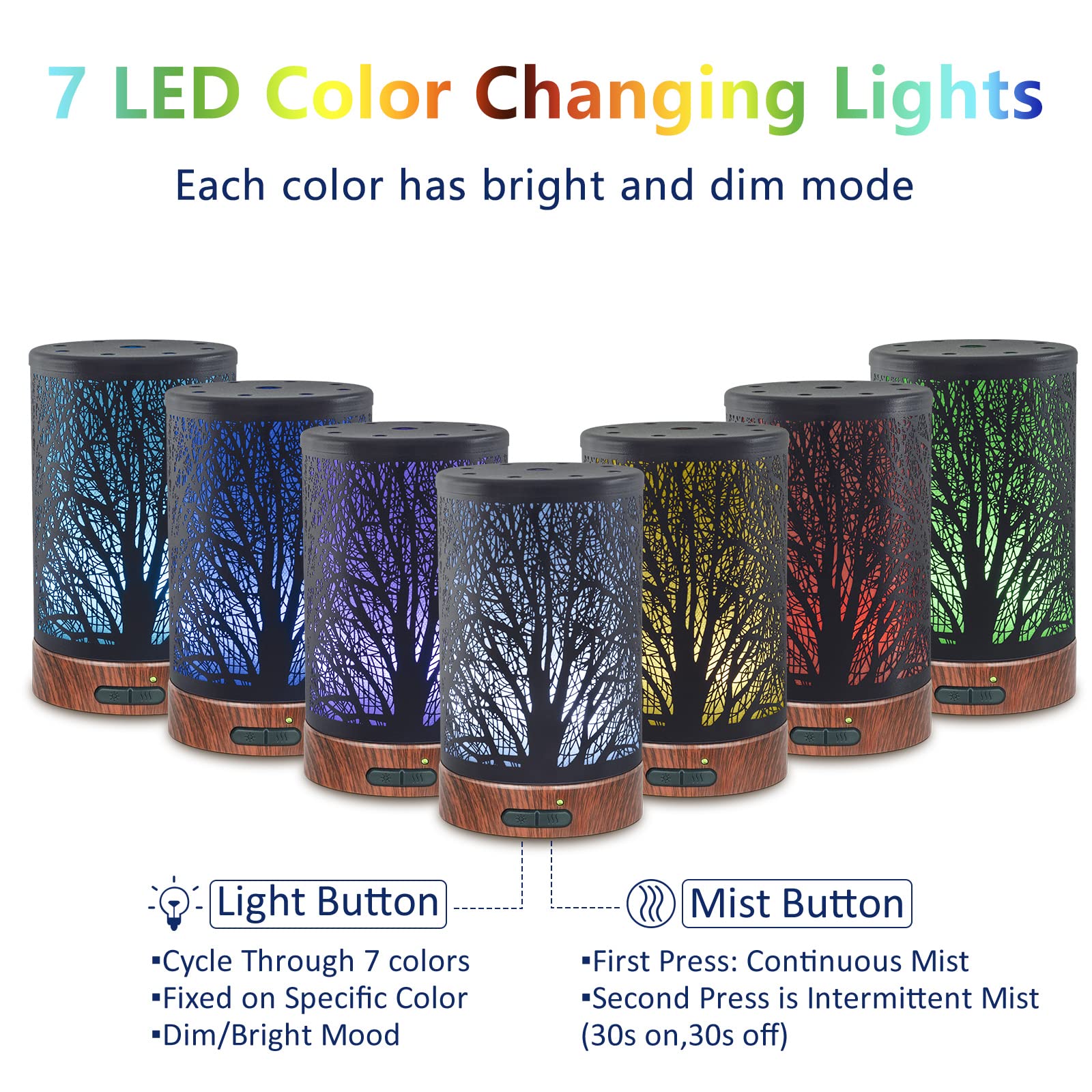EQUSUPRO diffuseur DEL 7 couleurs, crée une ambiance légère et personnalisable.