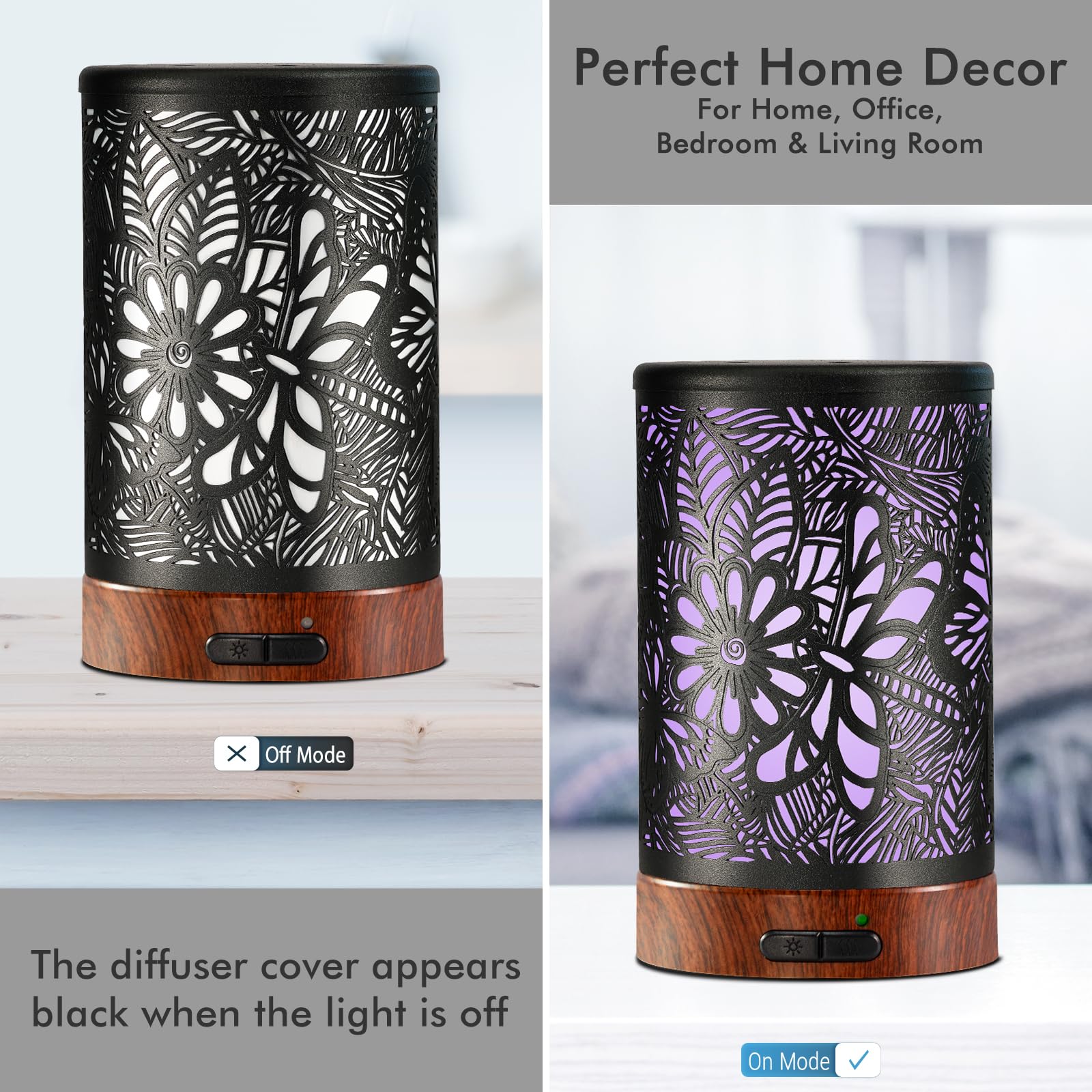 Diffusion ultrasonique 150 ml, aromathérapie douce et silencieuse.