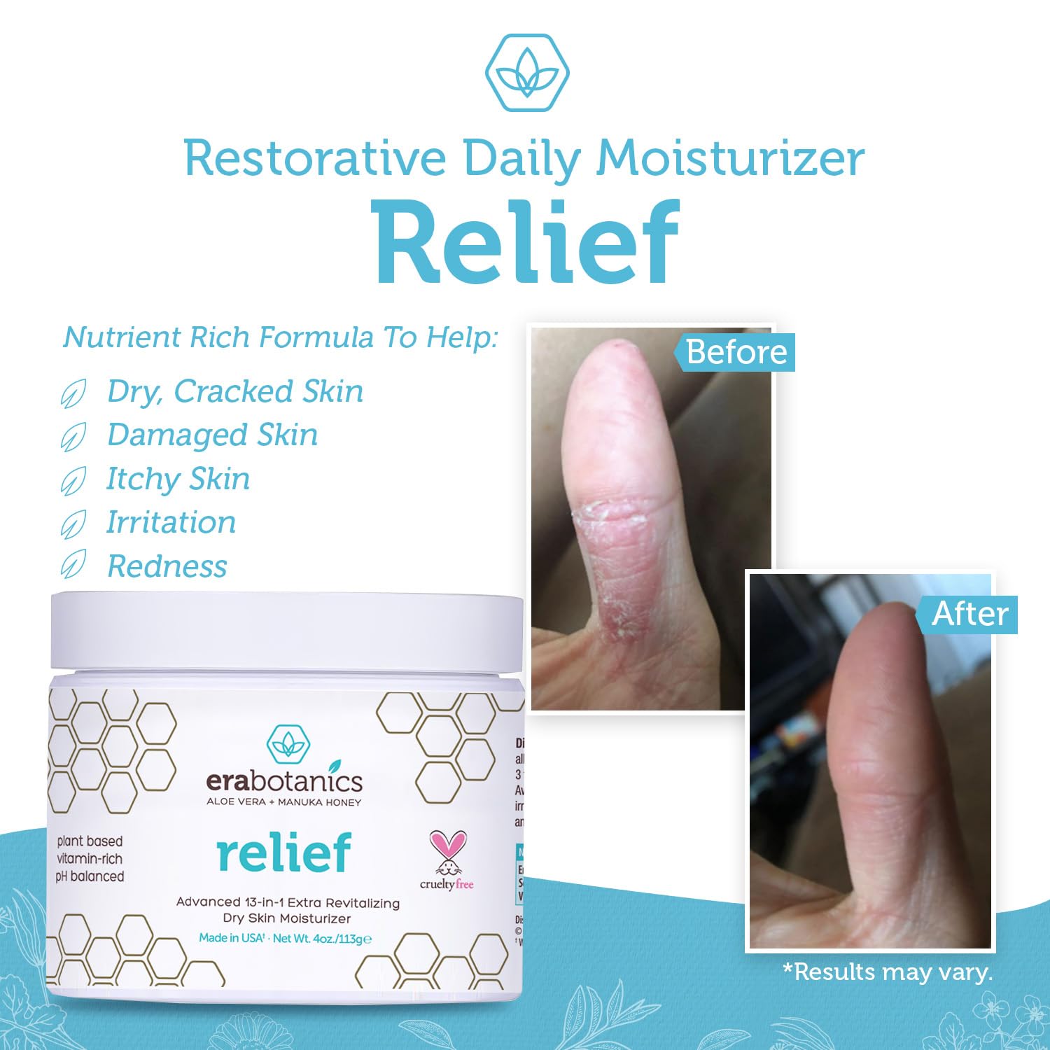 Application de la crème Era Organics sur peau sensible et réactive.