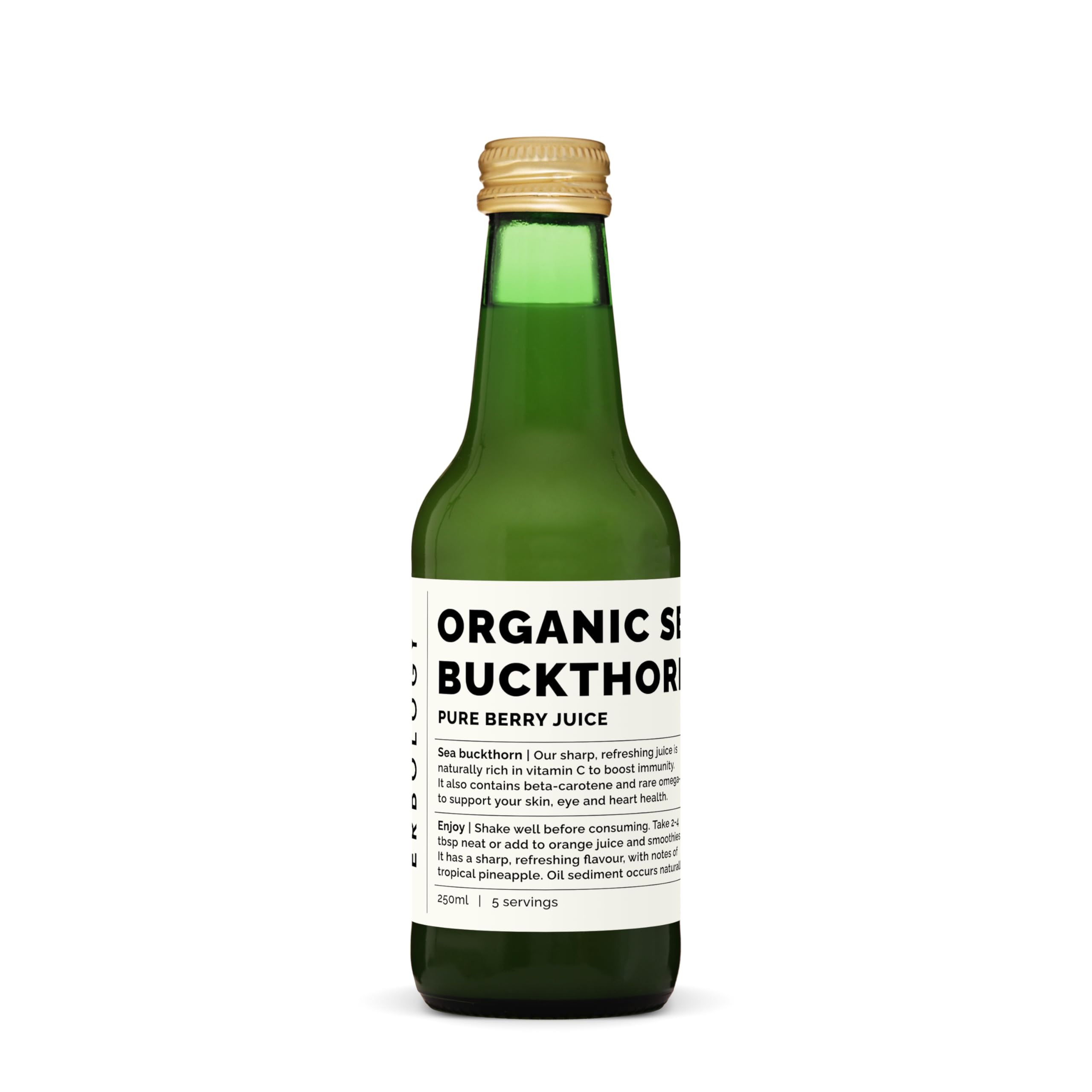 Erbology argousier pur - bouteille 250 ml, riche en vitamine C et bêta-carotène.