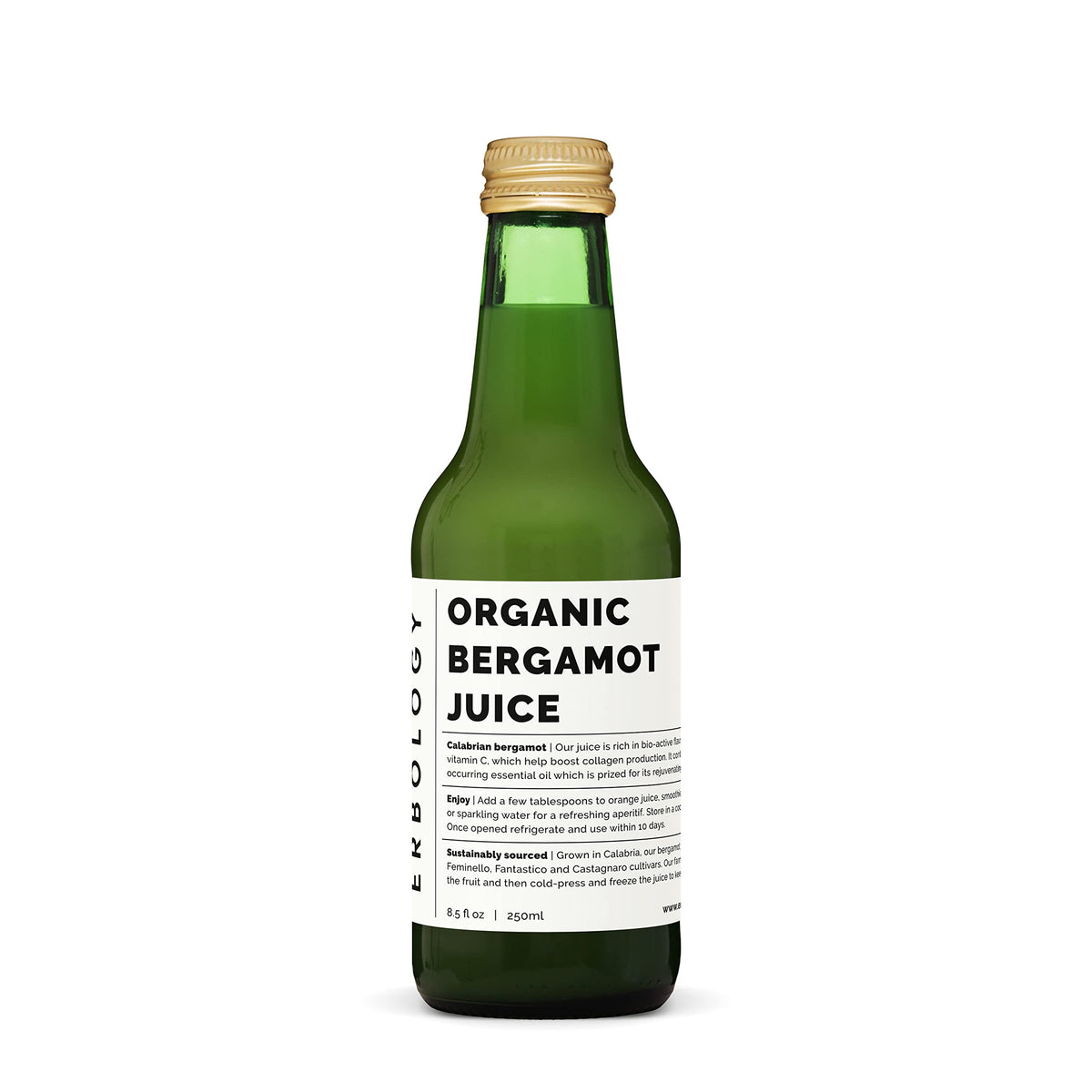 Erbology – bouteille bergamot bio naturelle, arôme frais et pur prêt à déguster.