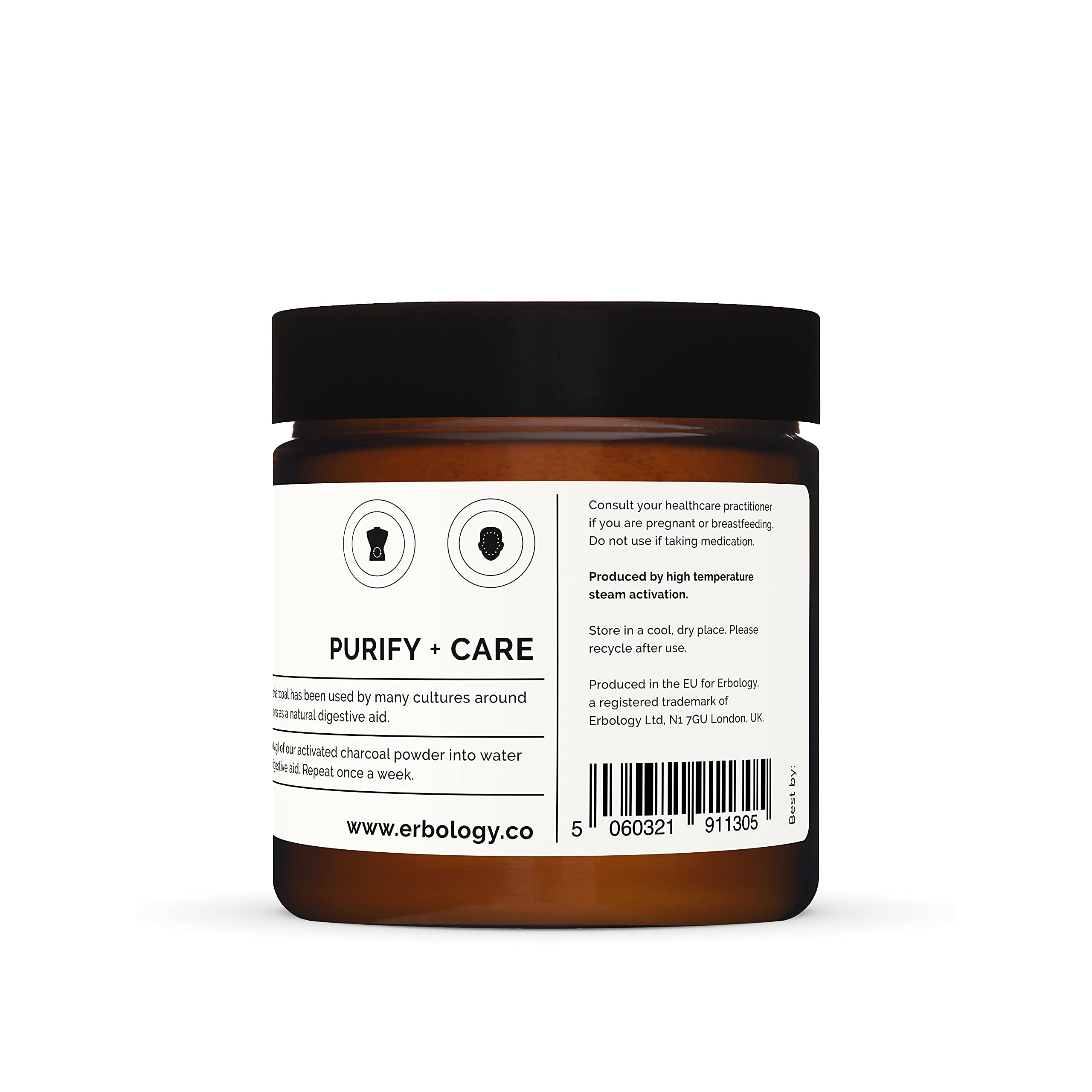 Charbon actif Erbology en poudre dans gommage corporel exfoliation douce