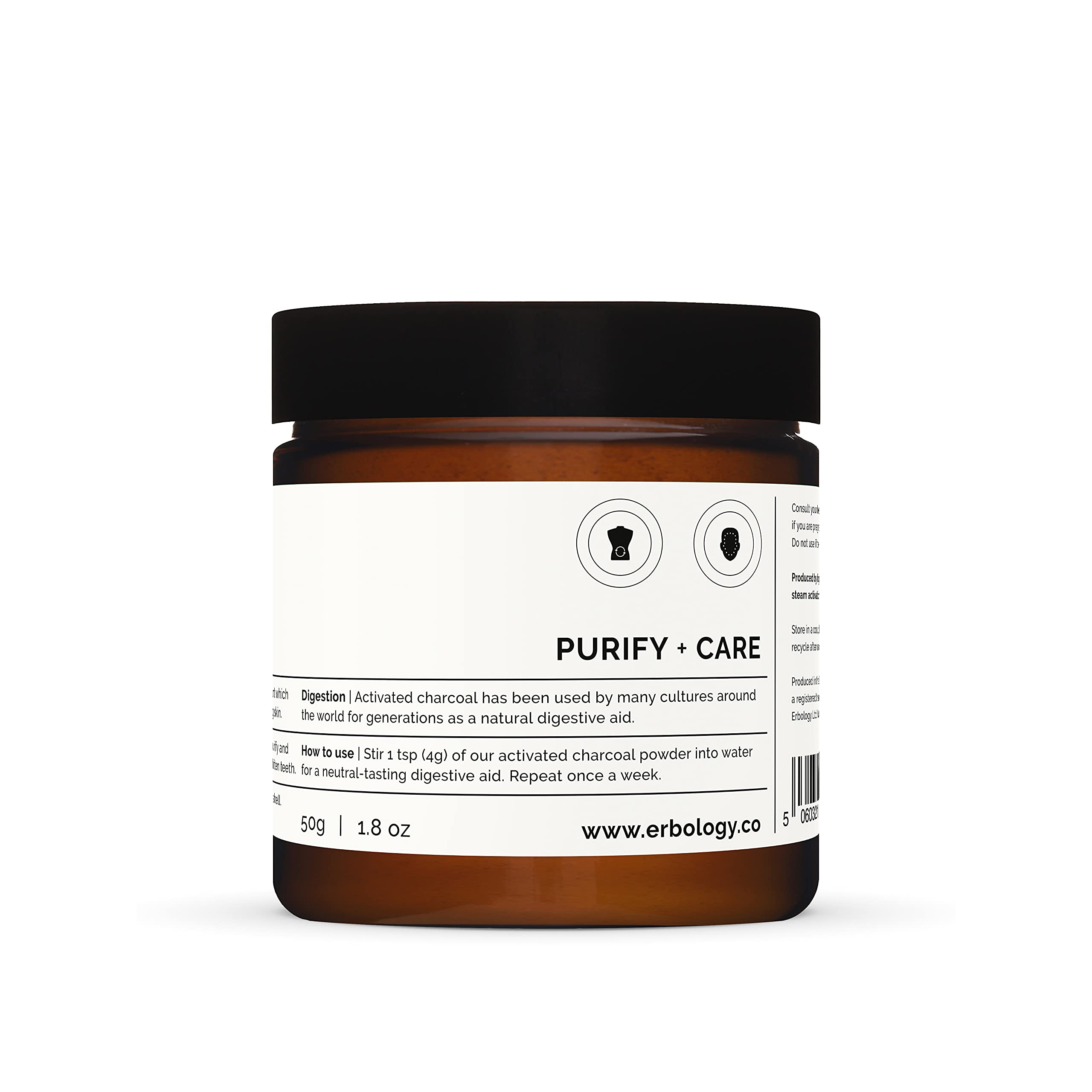 Poudre charbon actif Erbology dans masque visage, purification de la peau