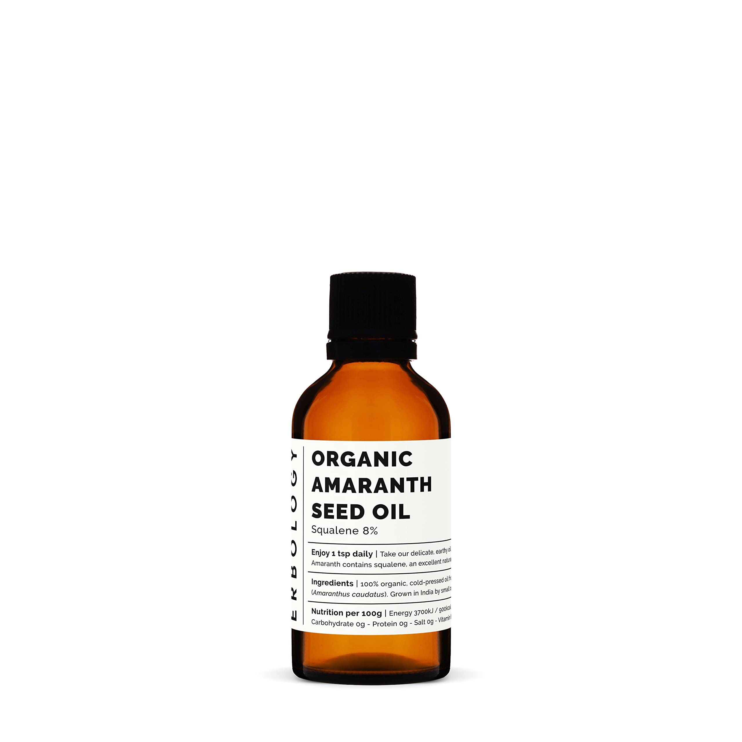 Huile d'amarante Erbology — bouteille verre 50 ml, hydratante pour la peau et légère en assaisonnement