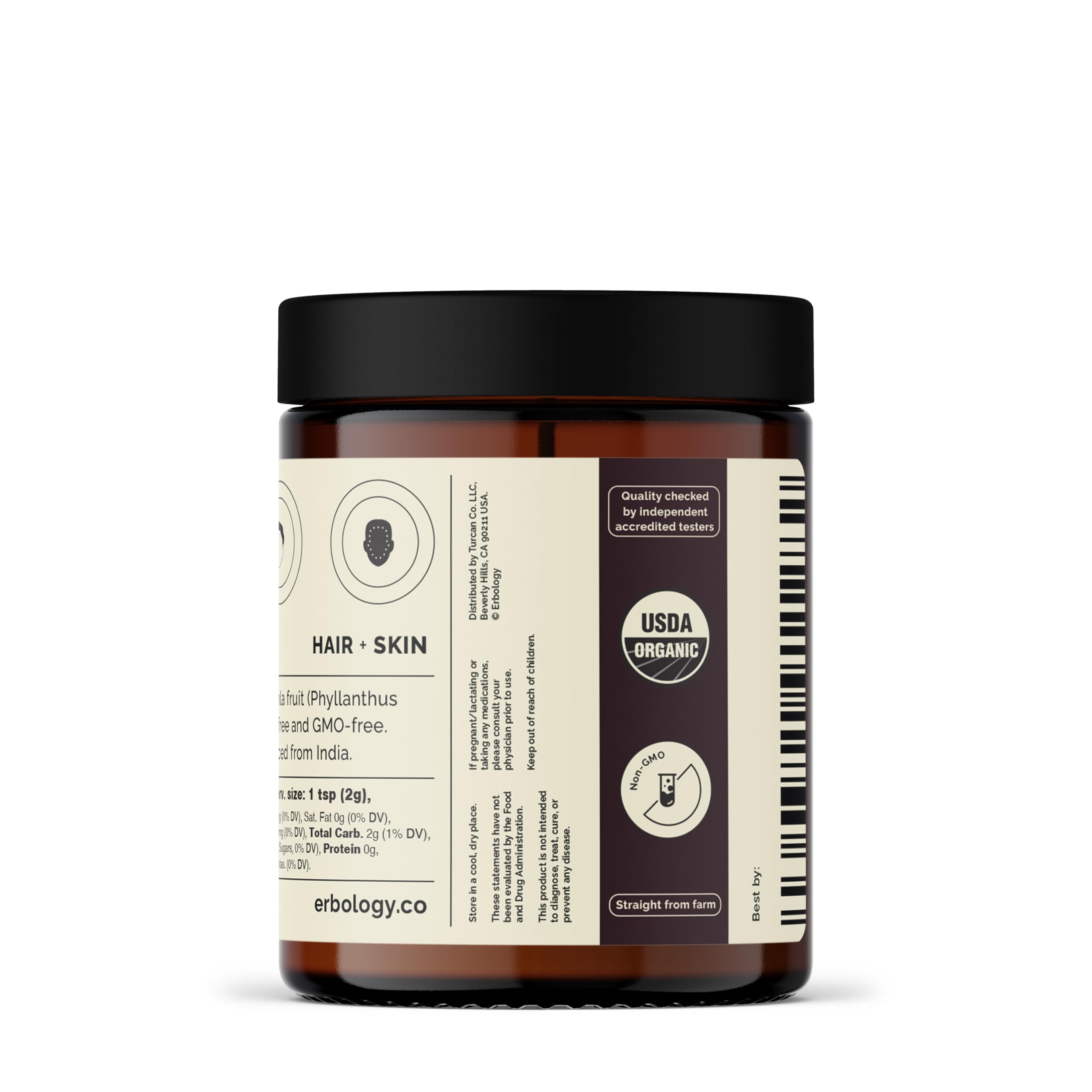 Poudre Amla Erbology et vitamine C, soutien potentiel à l'immunité.