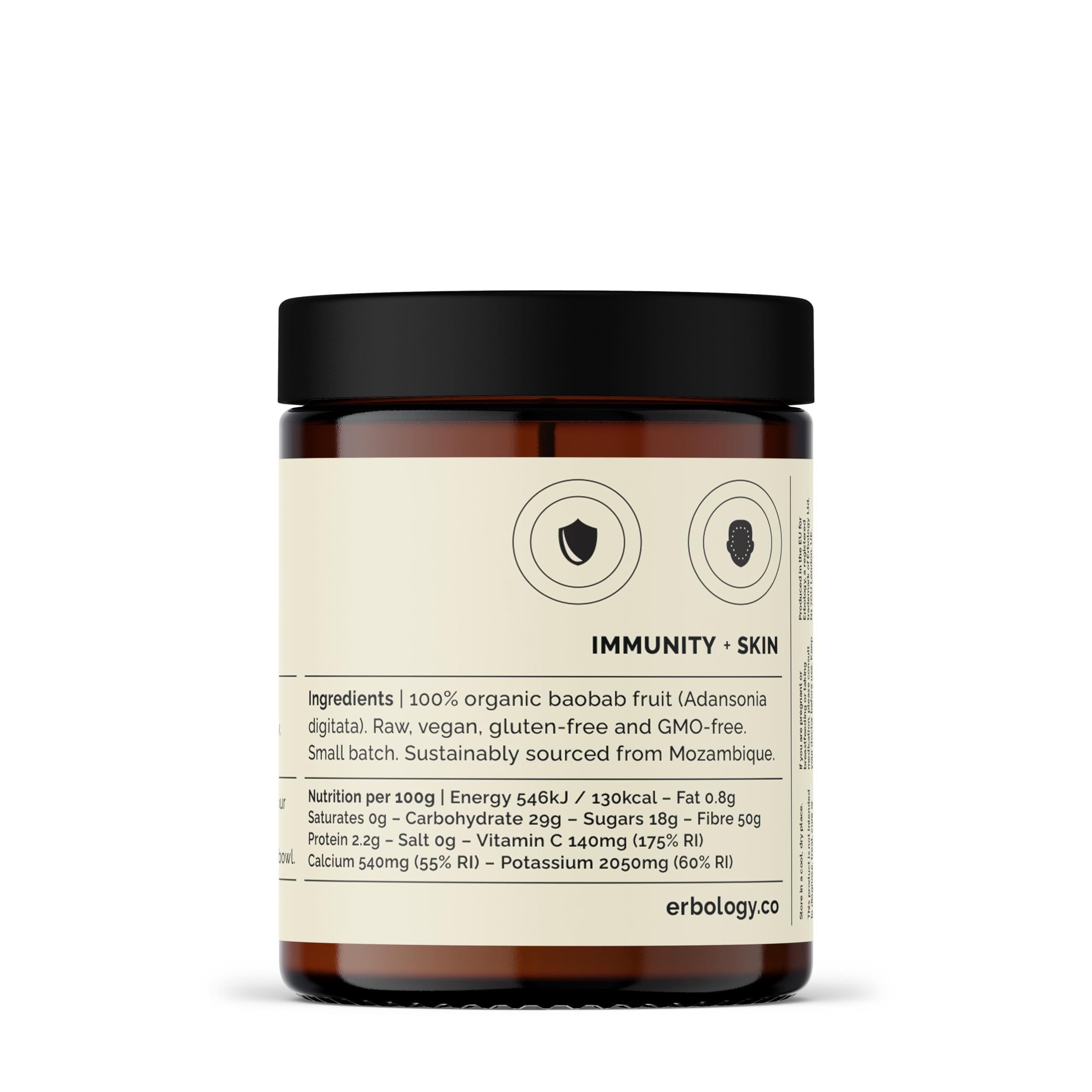 Erbology Baobab en poudre – cuillère-doseur – apport en vitamine C