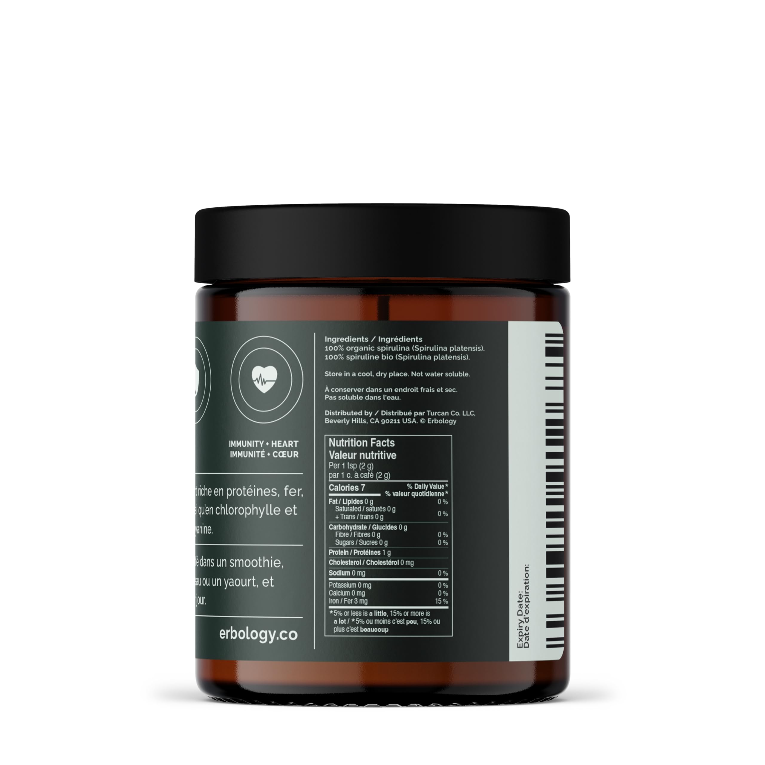 Erbology Spiruline poudre origine Portugal, traçabilité et durabilité
