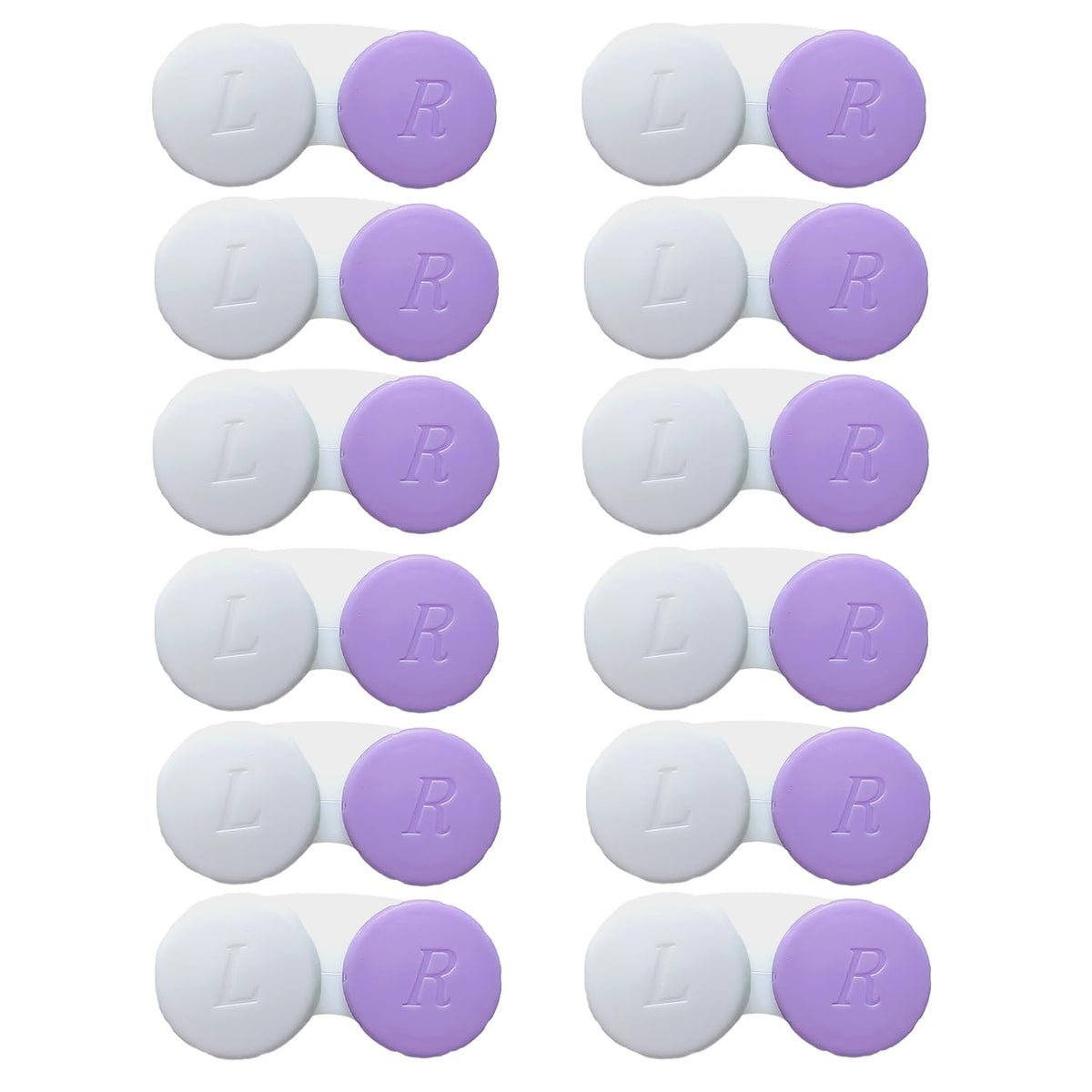 Boîte Erewa lot douze blanc et violet: rangement compact pour lentilles, pratique et sûr.