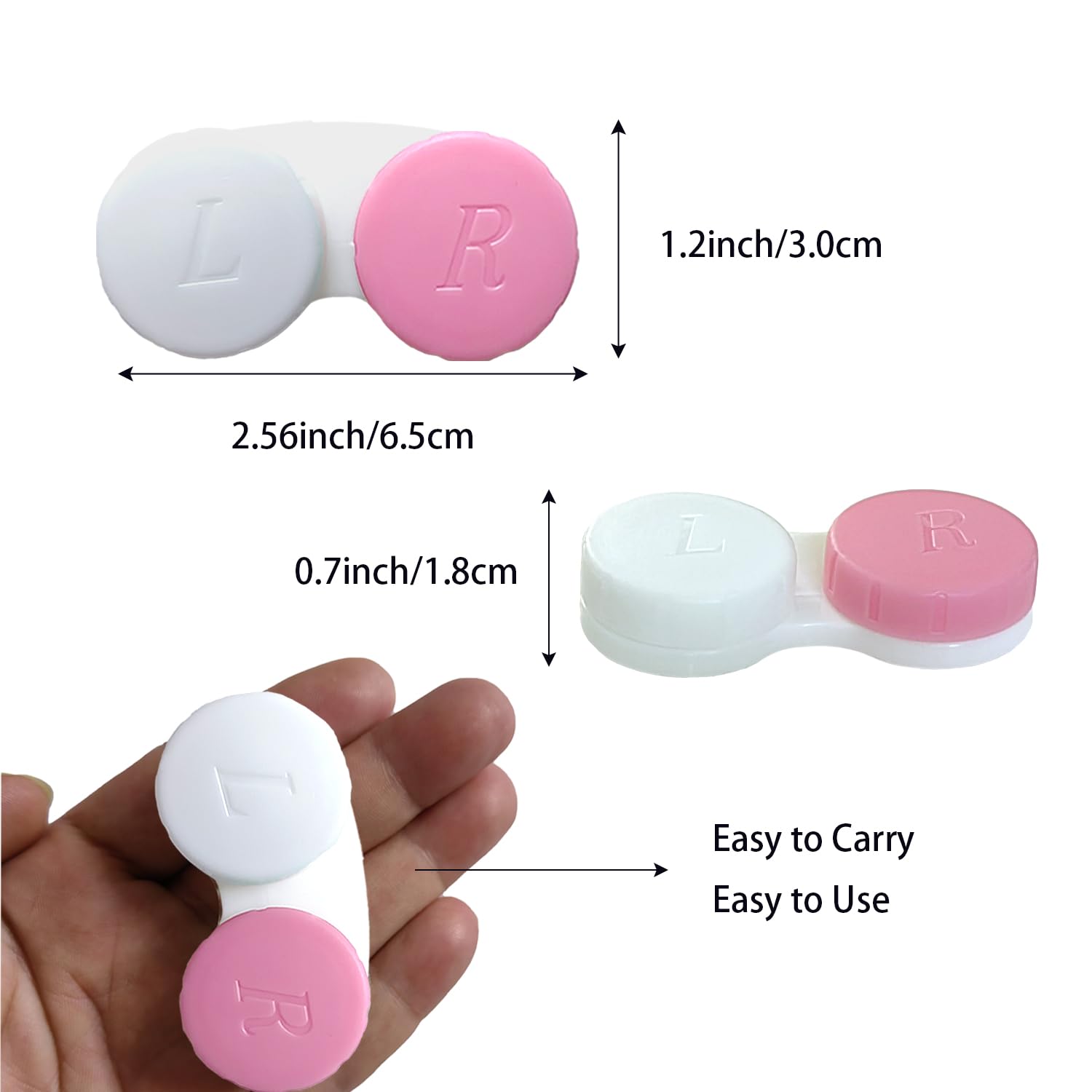 Érewa étui lentilles avec bouchon à vis et repères droit/gauche.