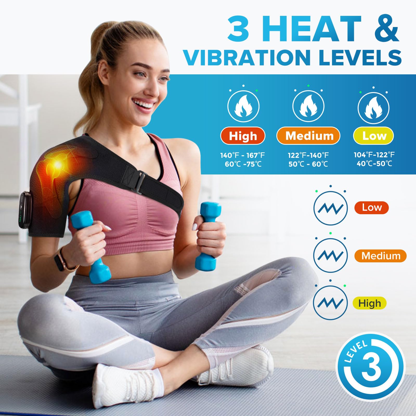 ERHIVORA epaule-massage-3-vibrations: massage relaxant avec chaleur ajustable