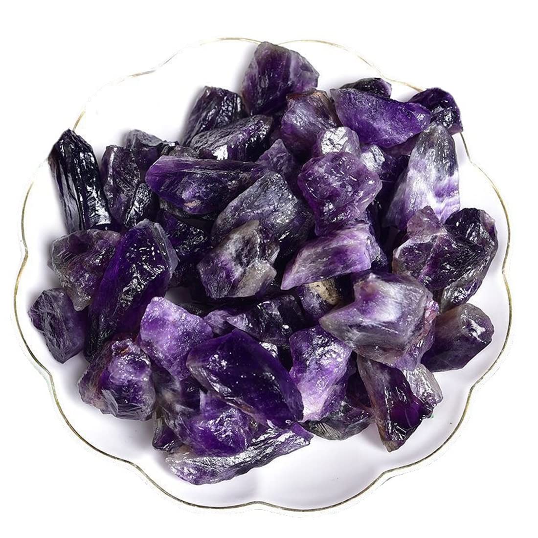 Erliway Améthyste profonde brute, vue arrière, pierre naturelle à lustre et densité élevée.